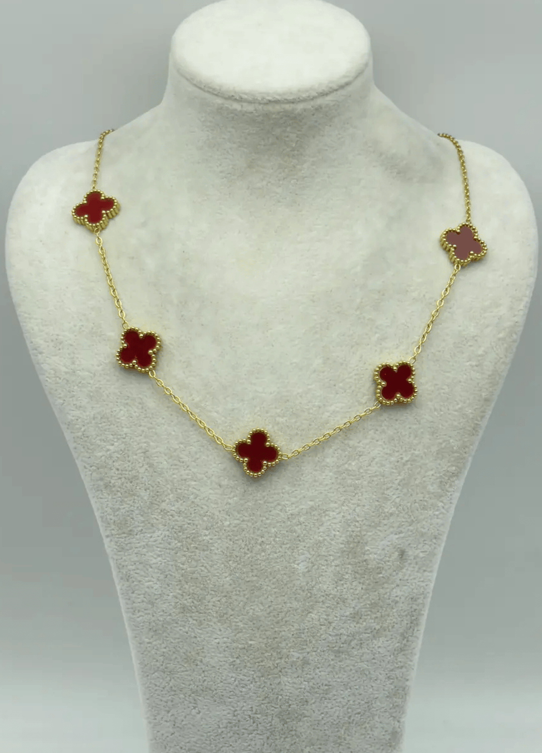 Çelik Gold Bordo Yonca Kolye - 25-ync02