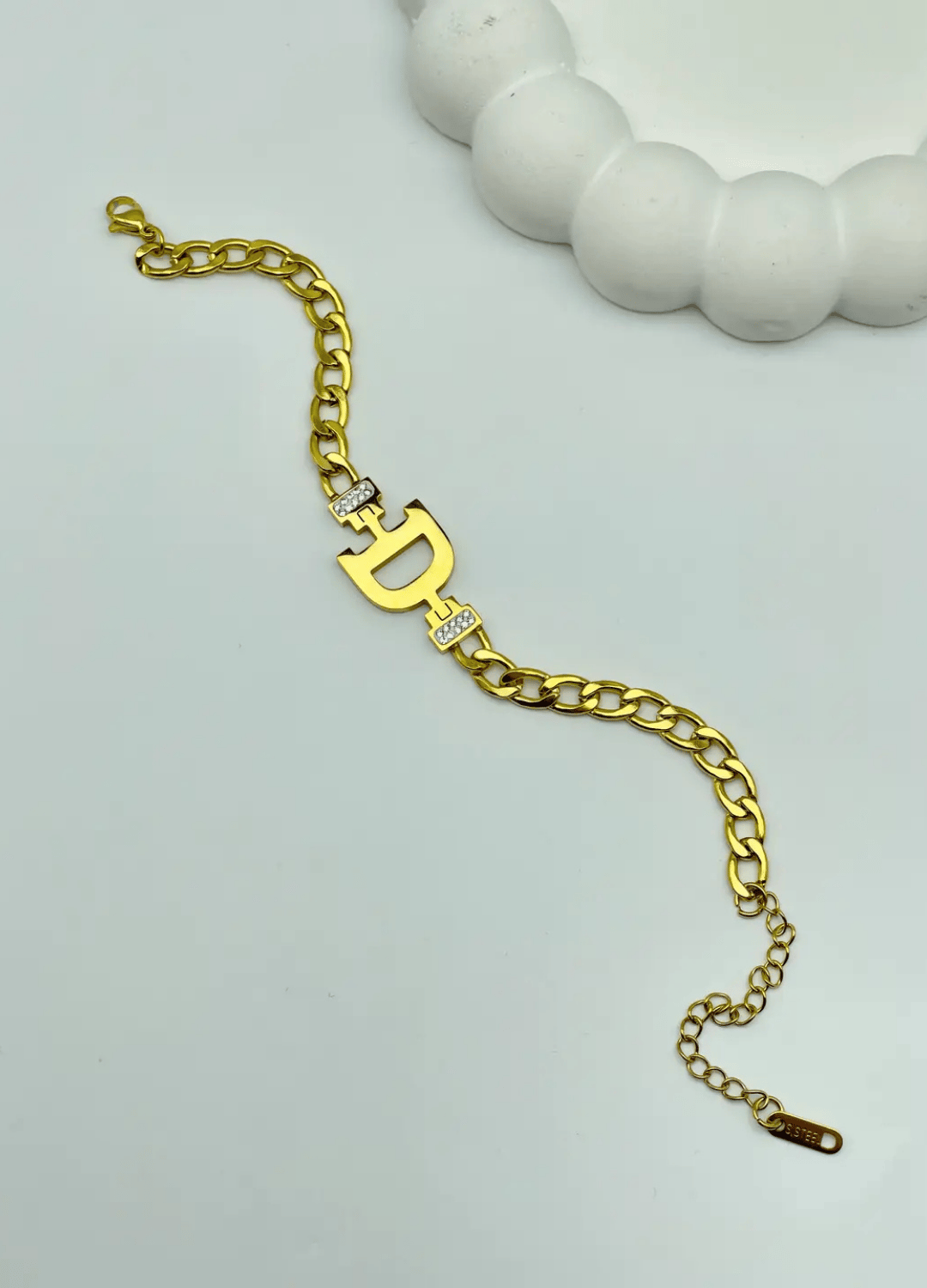 Çelik Gold D Harf Bileklik - 25-blk70