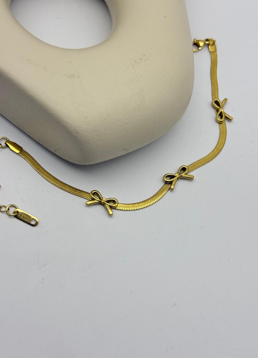 Çelik Gold Fiyonk İtalyan Bileklik - 26blk09