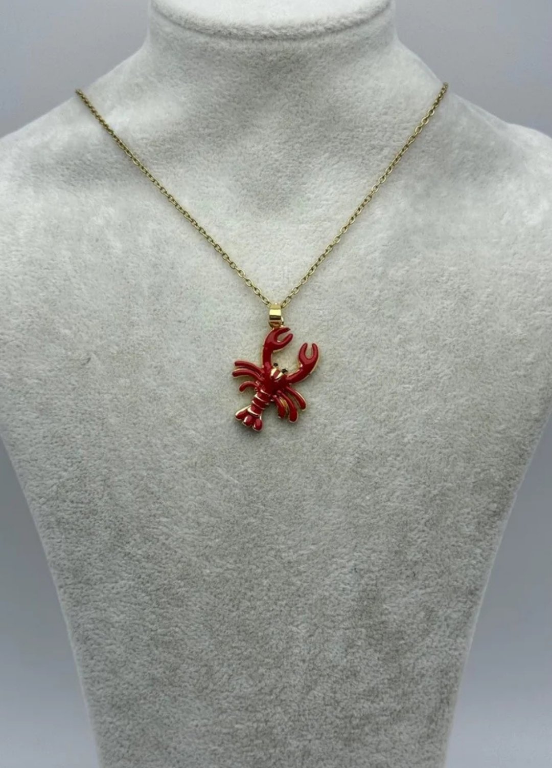 Çelik Gold Kırmızı Yengeç Kolye - 25-ctr319