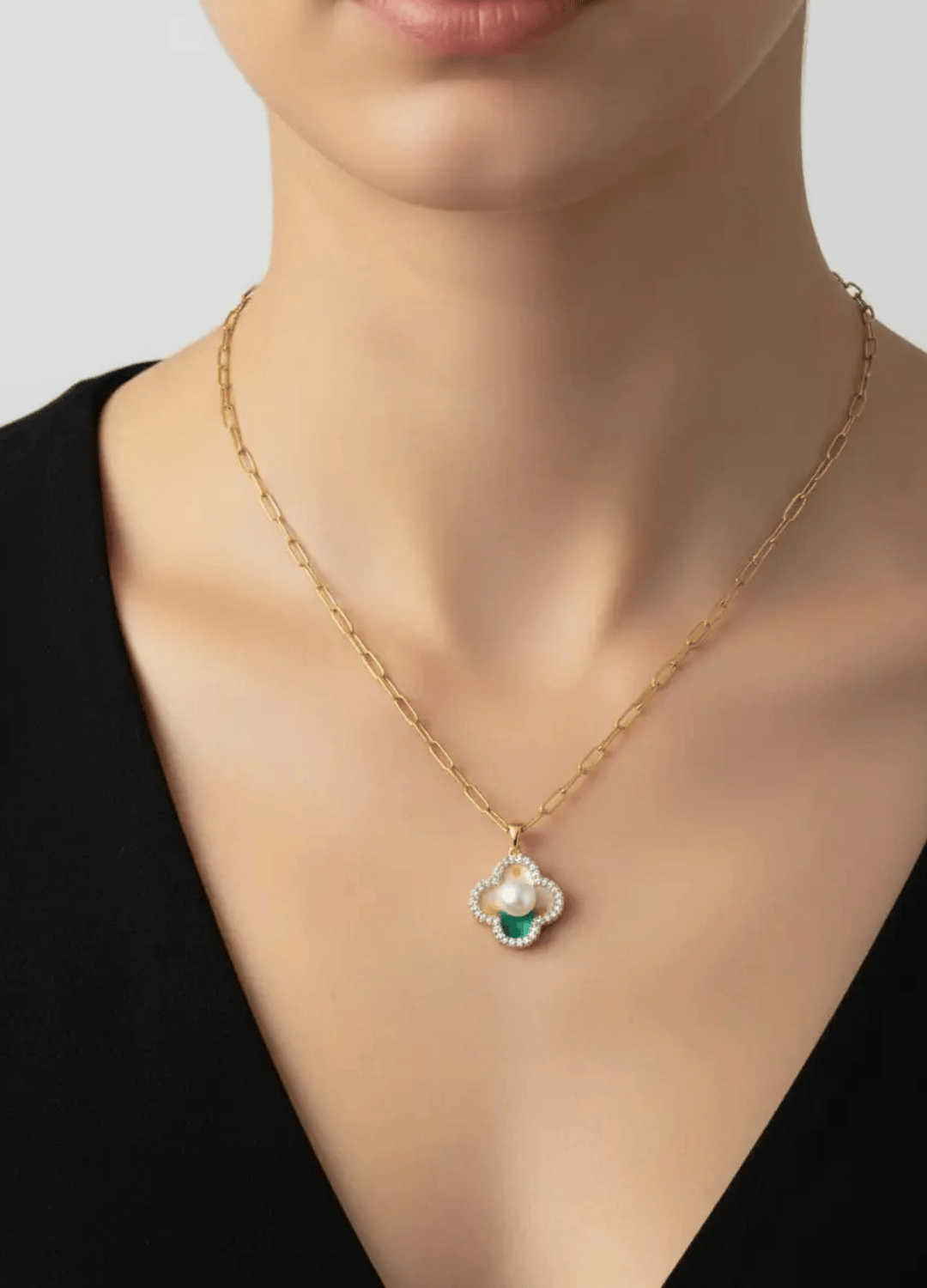 Çelik Gold Mineli Kolye - 25-clkk115