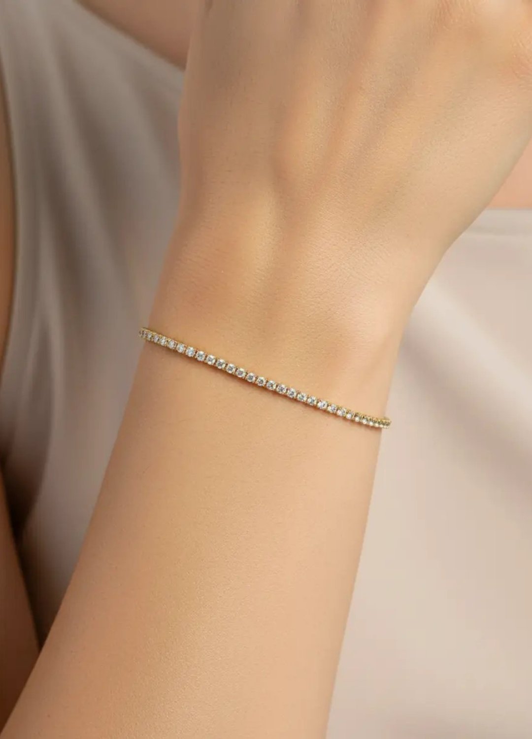 Çelik Gold Mini Baget Taşlı Su Yolu Bileklik - 26slb41