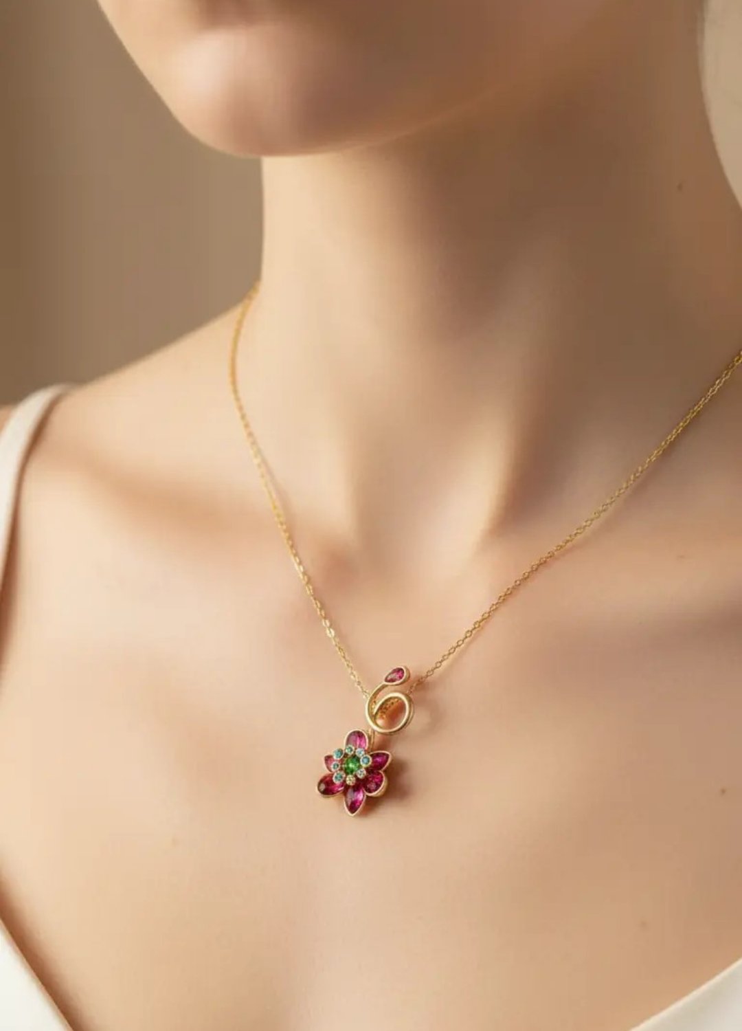 Çelik Gold Pembe Lydllia Kolye - 25-clkk255