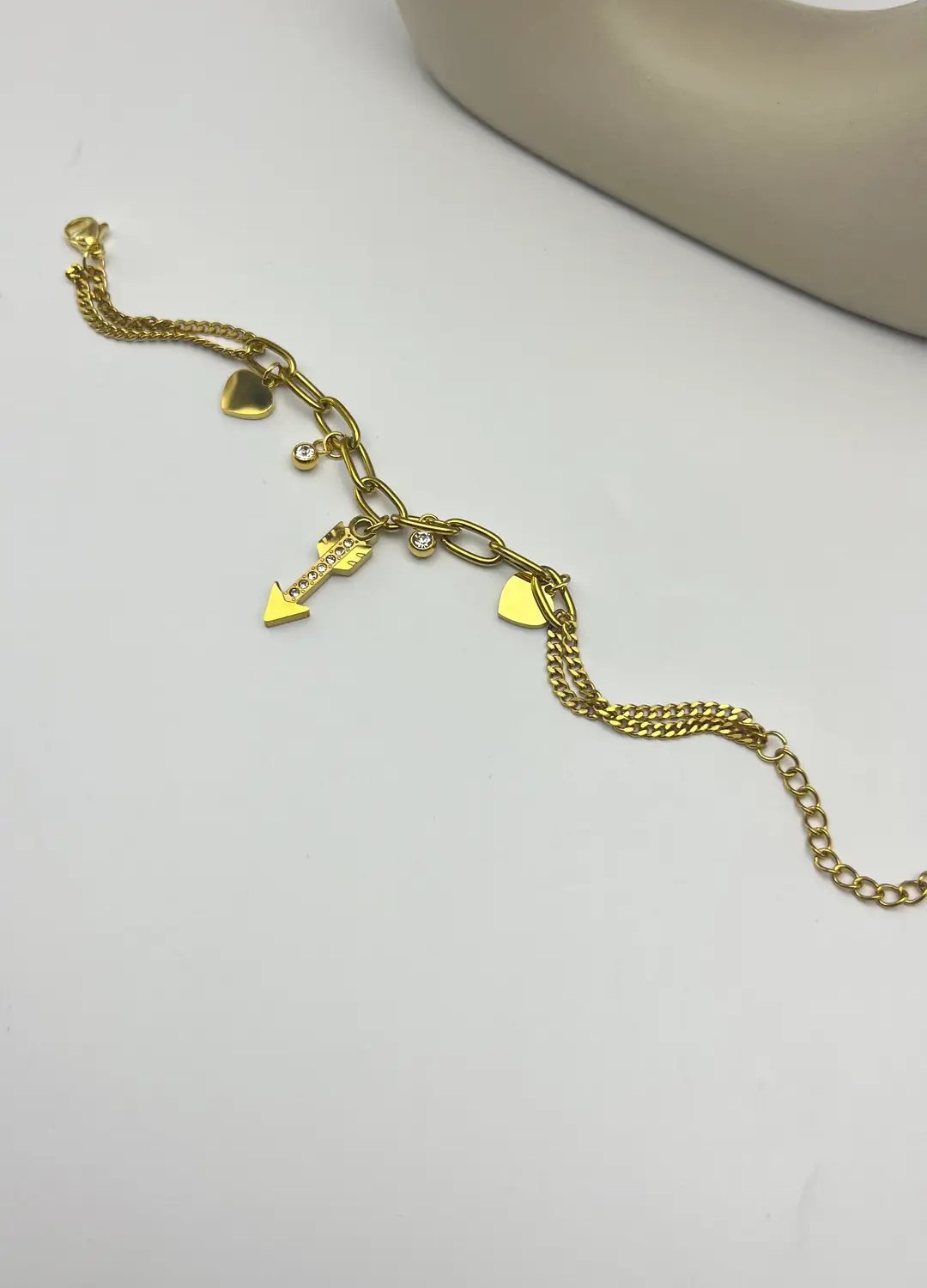 Çelik Gold Sallantılı Ok Detay Bileklik - 25-blk169