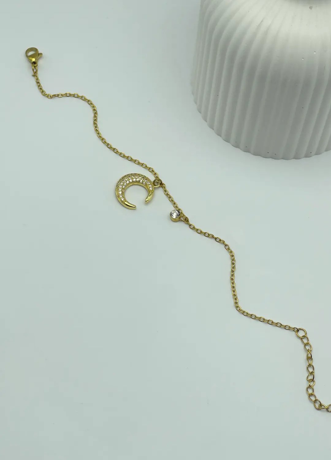 Çelik Gold Taş'lı Ay Bileklik - 25-blk107