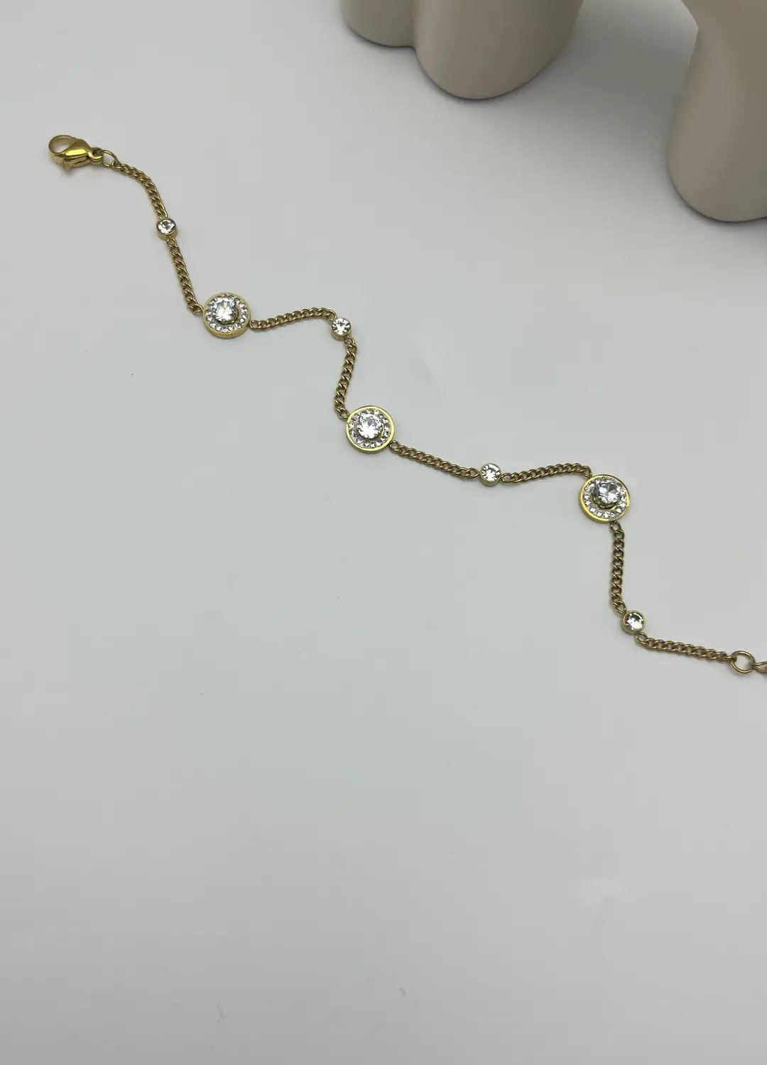 Çelik Gold Taşlı Bileklik - 25-blk154