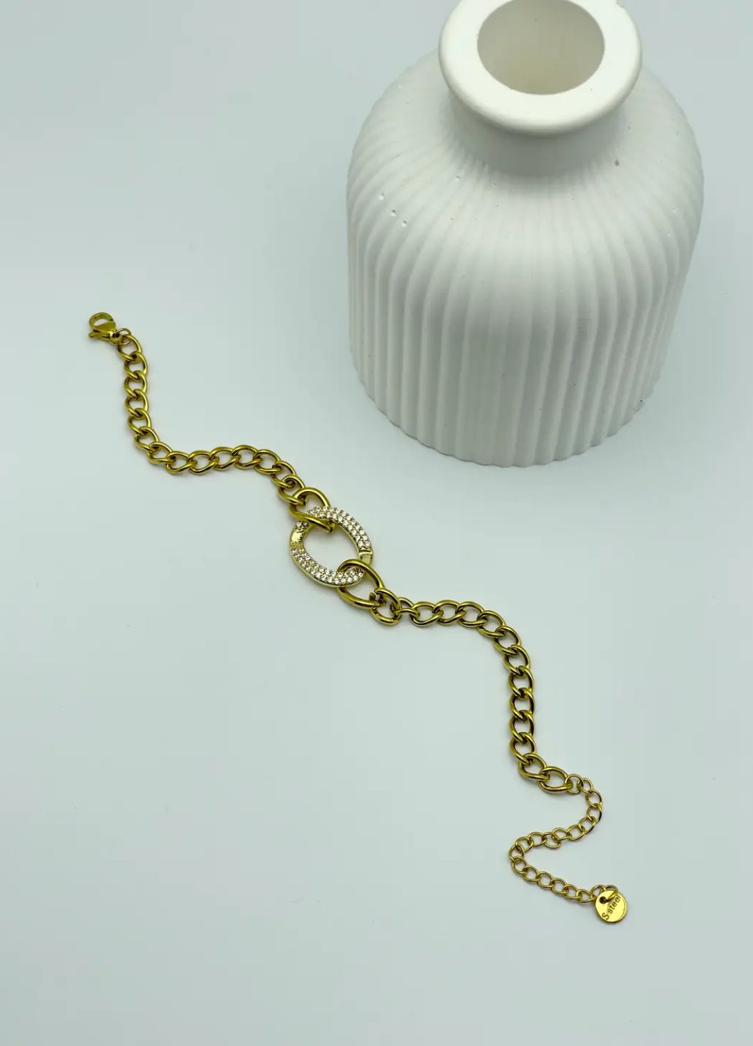 Çelik Gold Taşlı Halka Bileklik - 25-blk46