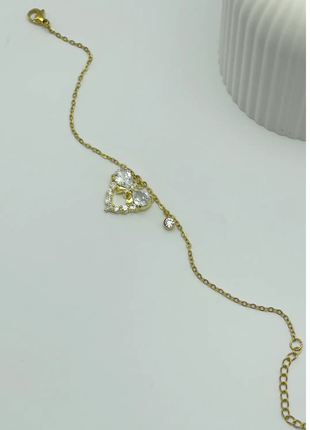 Çelik Gold Taş'lı Kalp Bileklik - 25-blk105
