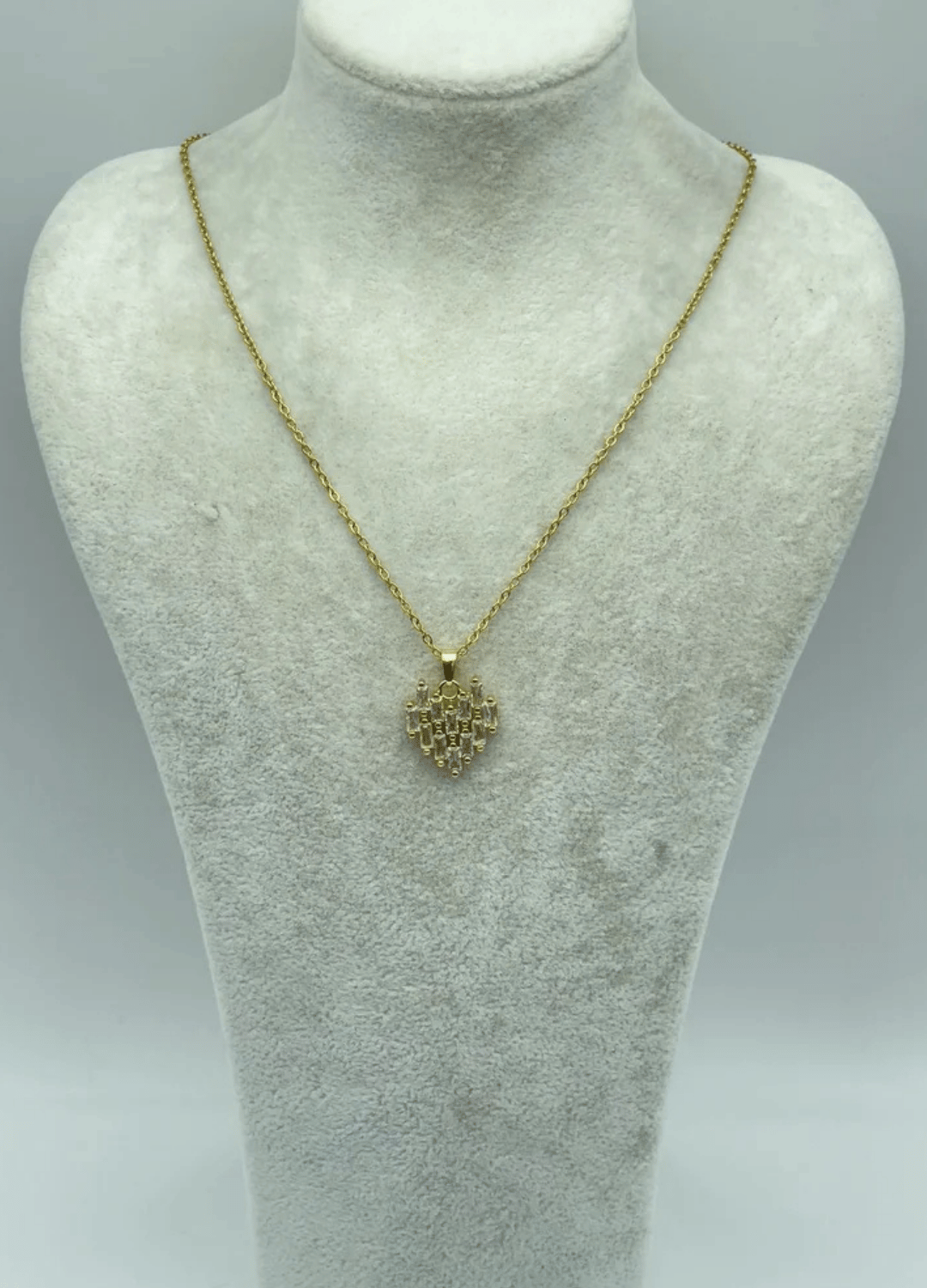 Çelik Gold Taşlı Kalp Kolye - 25-ctr150