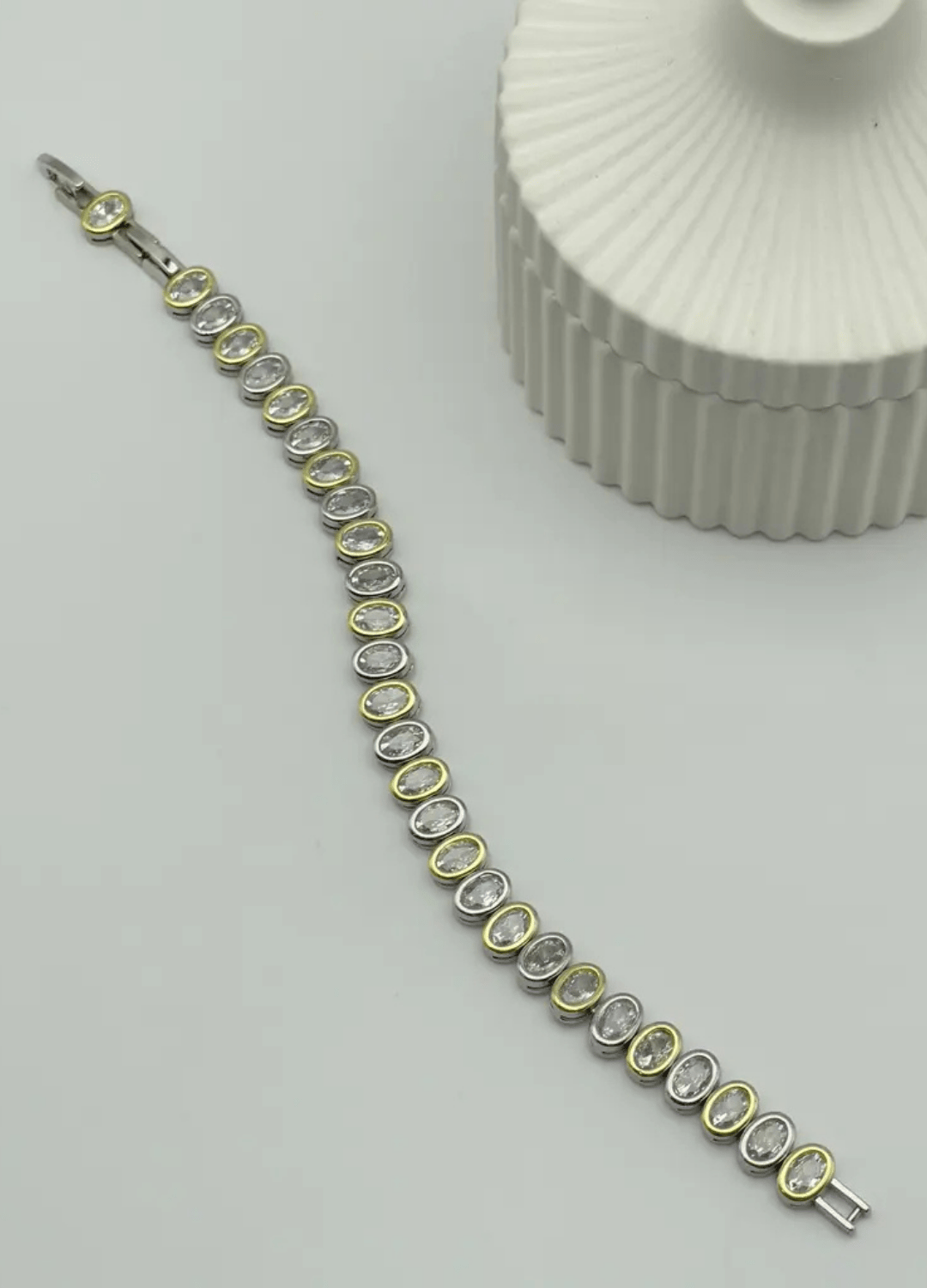 Çelik Mix Taşlı Su Yolu Bileklik - 25-blk104