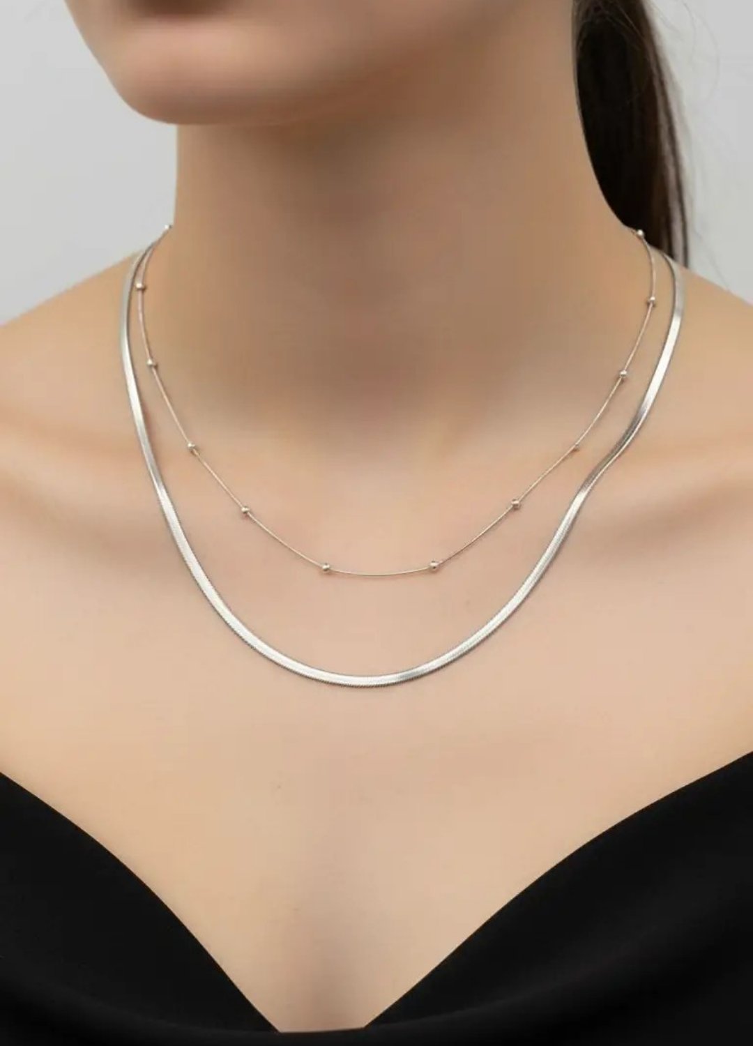 Çelik Silver 2'li Dorika Zincir İtalyan Kolye 2mm - 25-clkk269