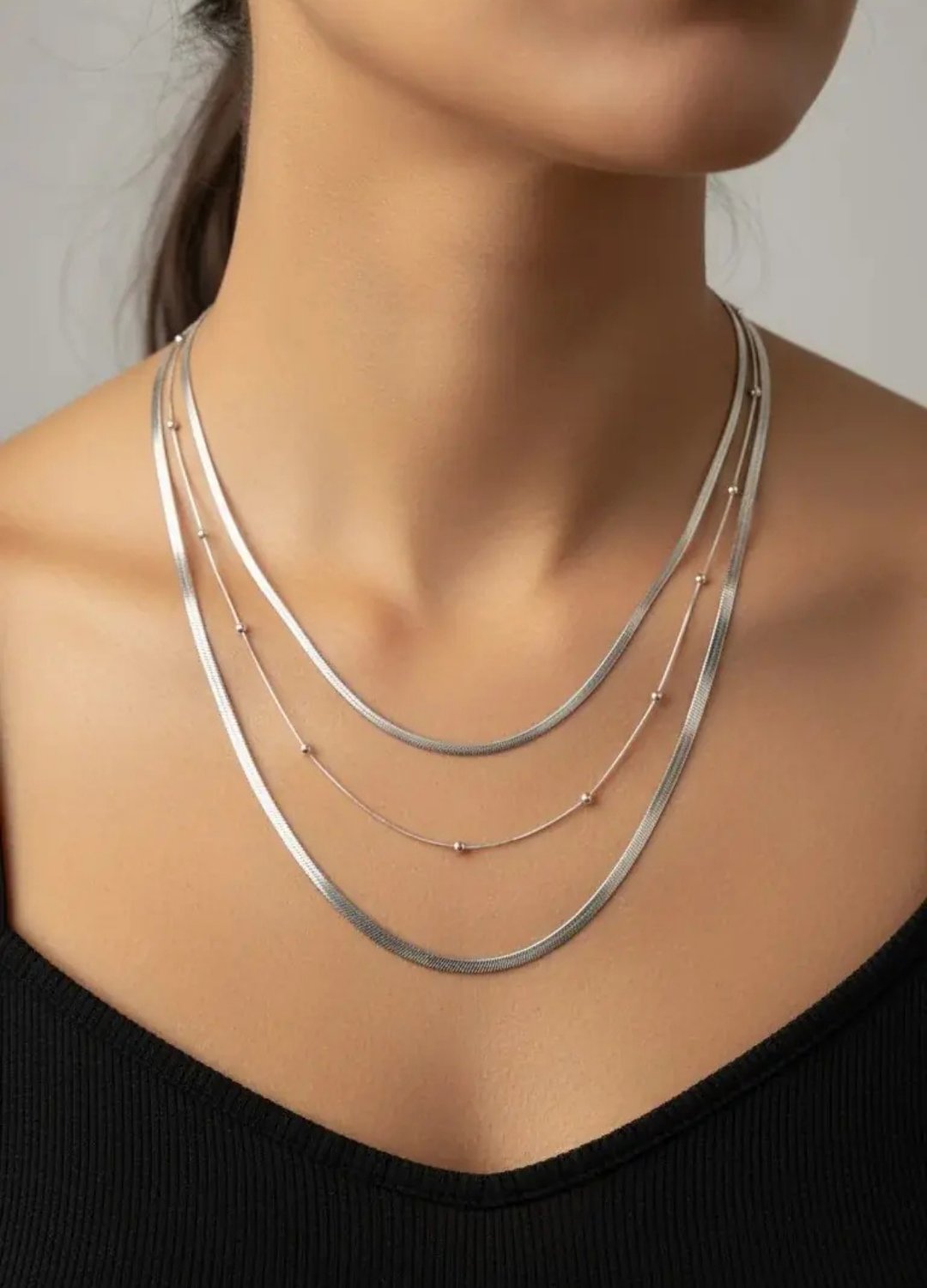 Çelik Silver 3'lü Dorika İtalyan Kolye 3mm - 25-clkk273