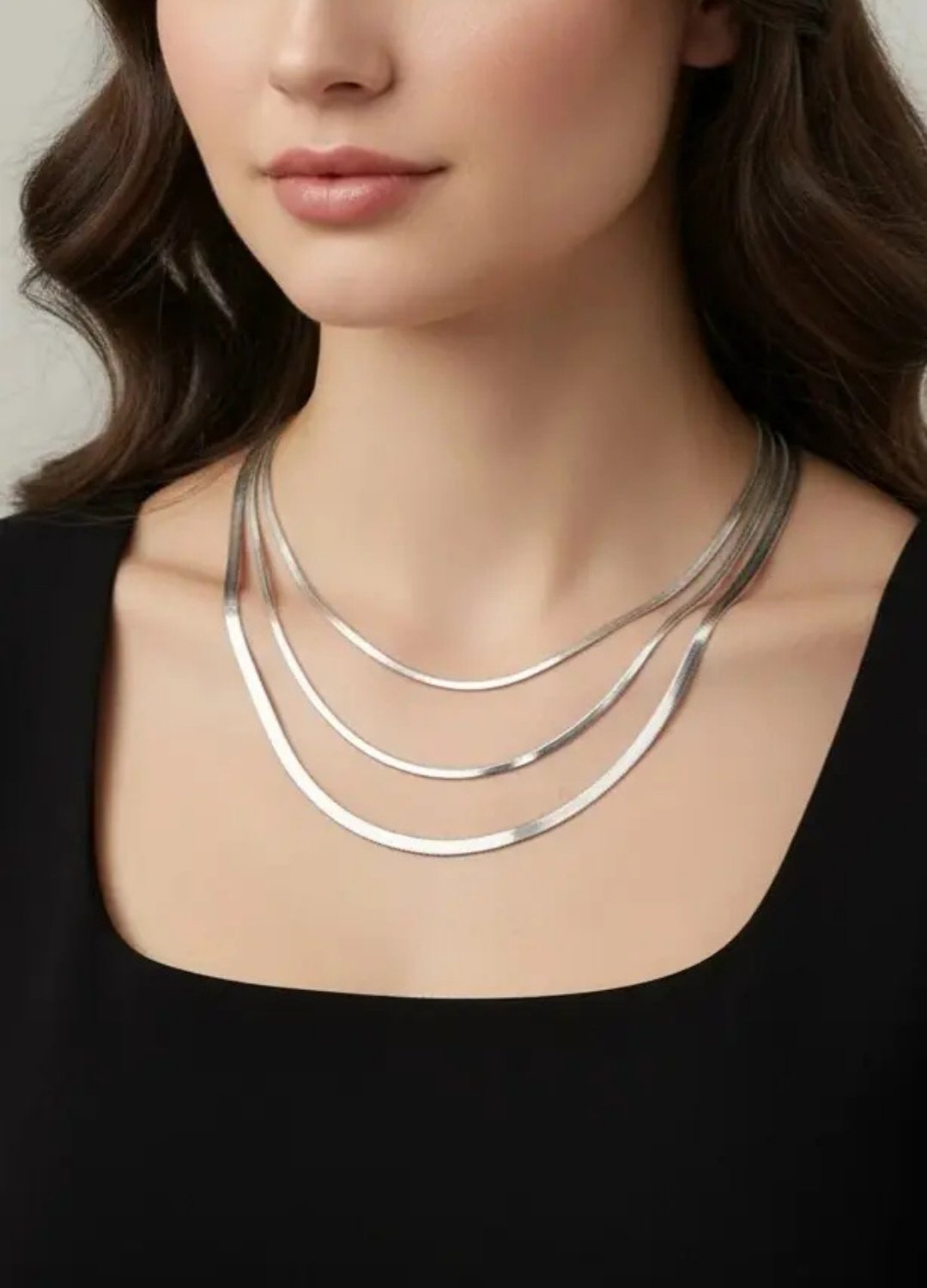 Çelik Silver 3'lü İtalyan Kolye 3mm - 25-clkk266