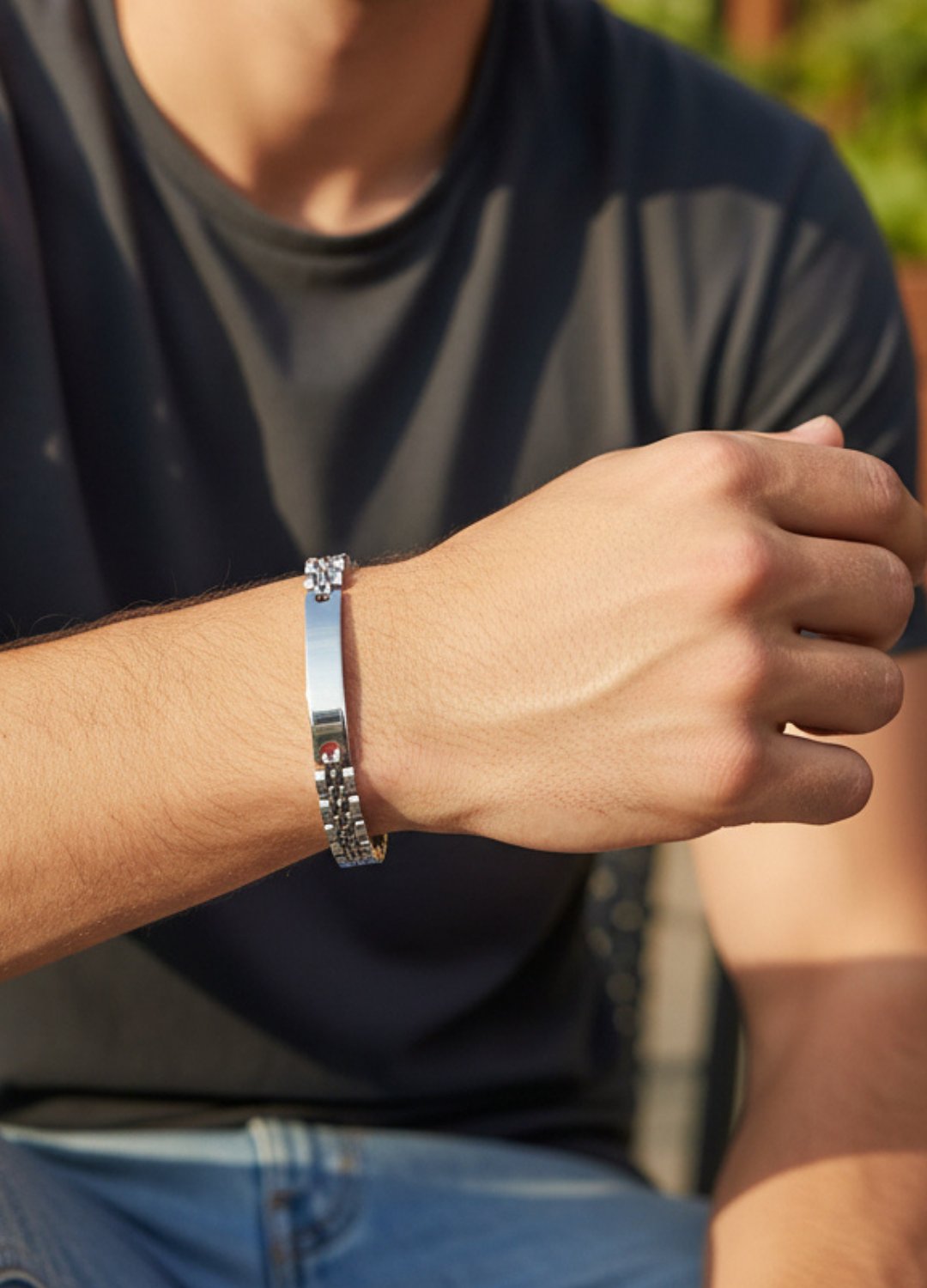 Çelik Silver Erkek Plaka Rolex Bileklik - 26blke07