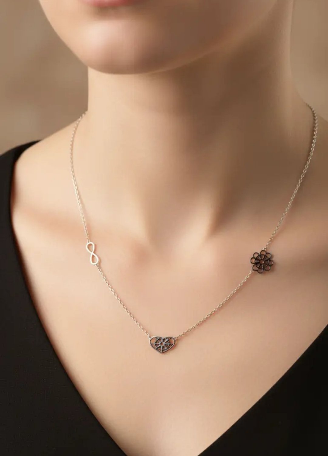 Çelik Silver Kalp Kolye - 25-clkk175