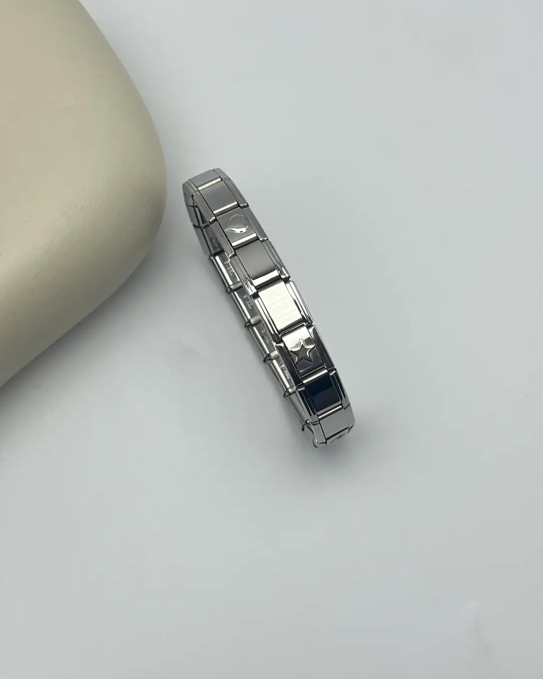 Çelik Silver Kalp ve Yıldızlı İtalyan Nomi Bileklik - 25-blk138