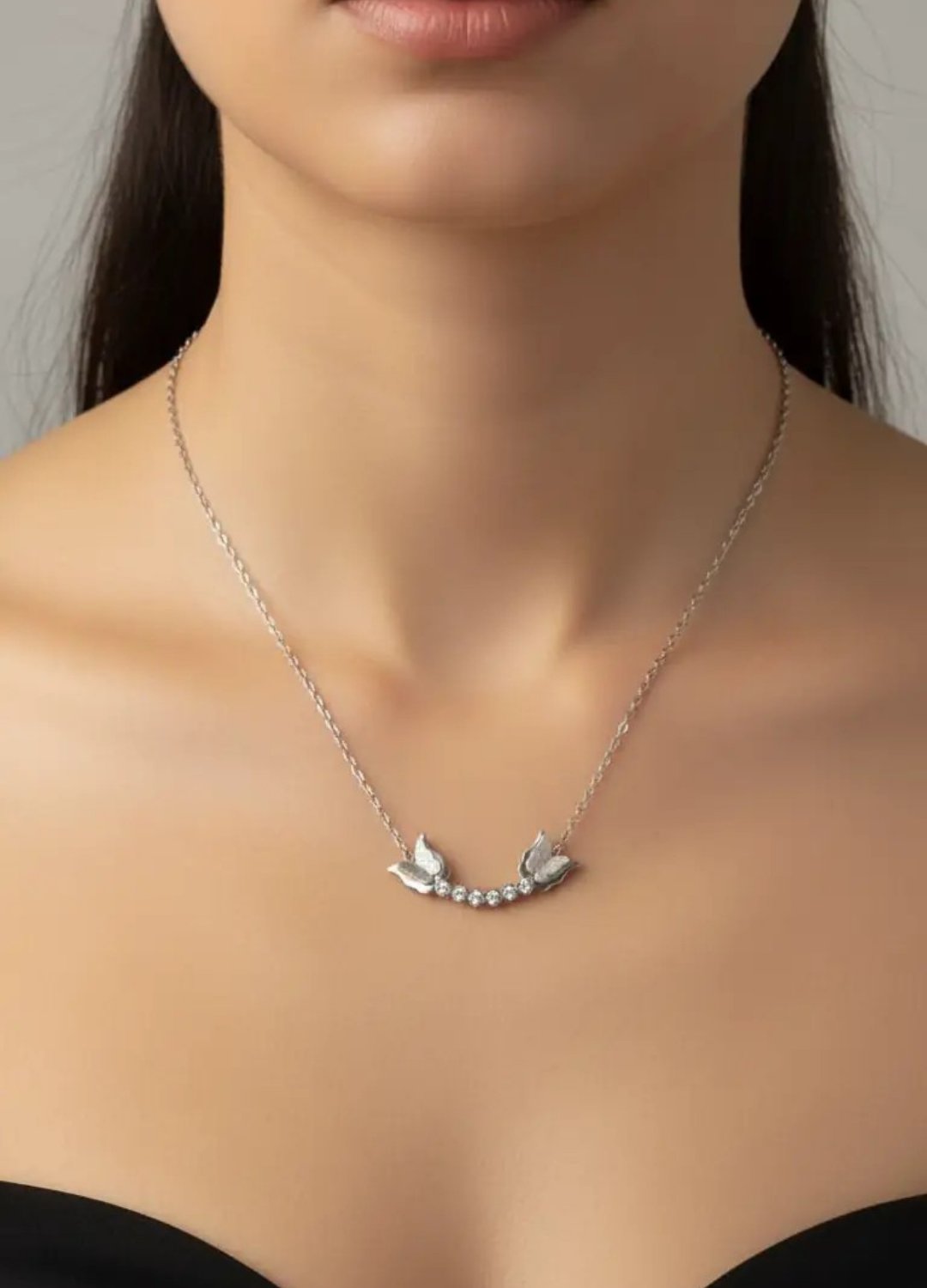 Çelik Silver Kelebek Kolye - 25-clkk224