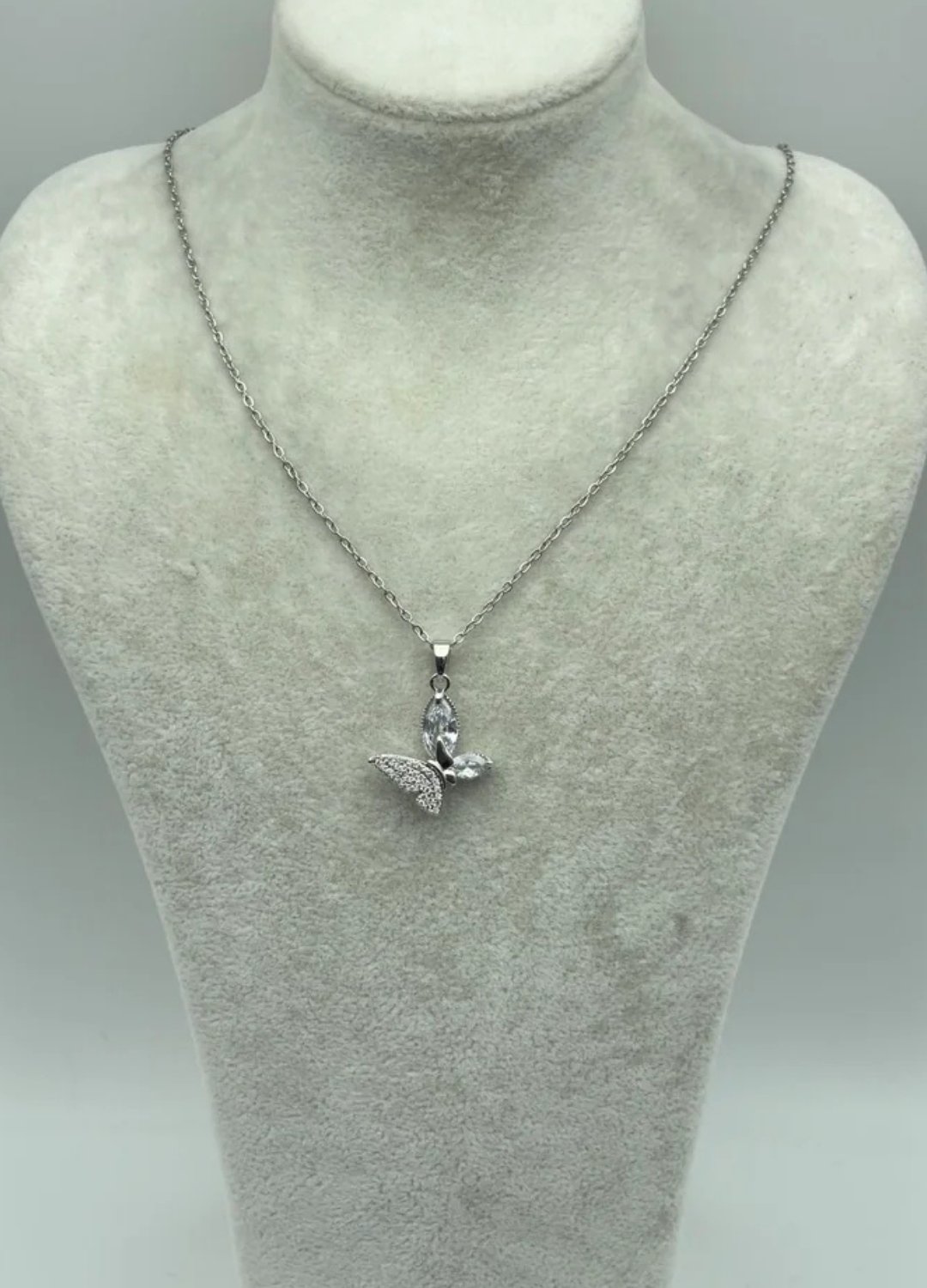 Çelik Silver Kelebek Kolye - 25-ctr168