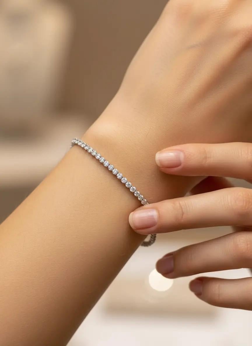 Çelik Silver Mini Yuvarlak Taşlı Su Yolu Bileklik - 26slb15