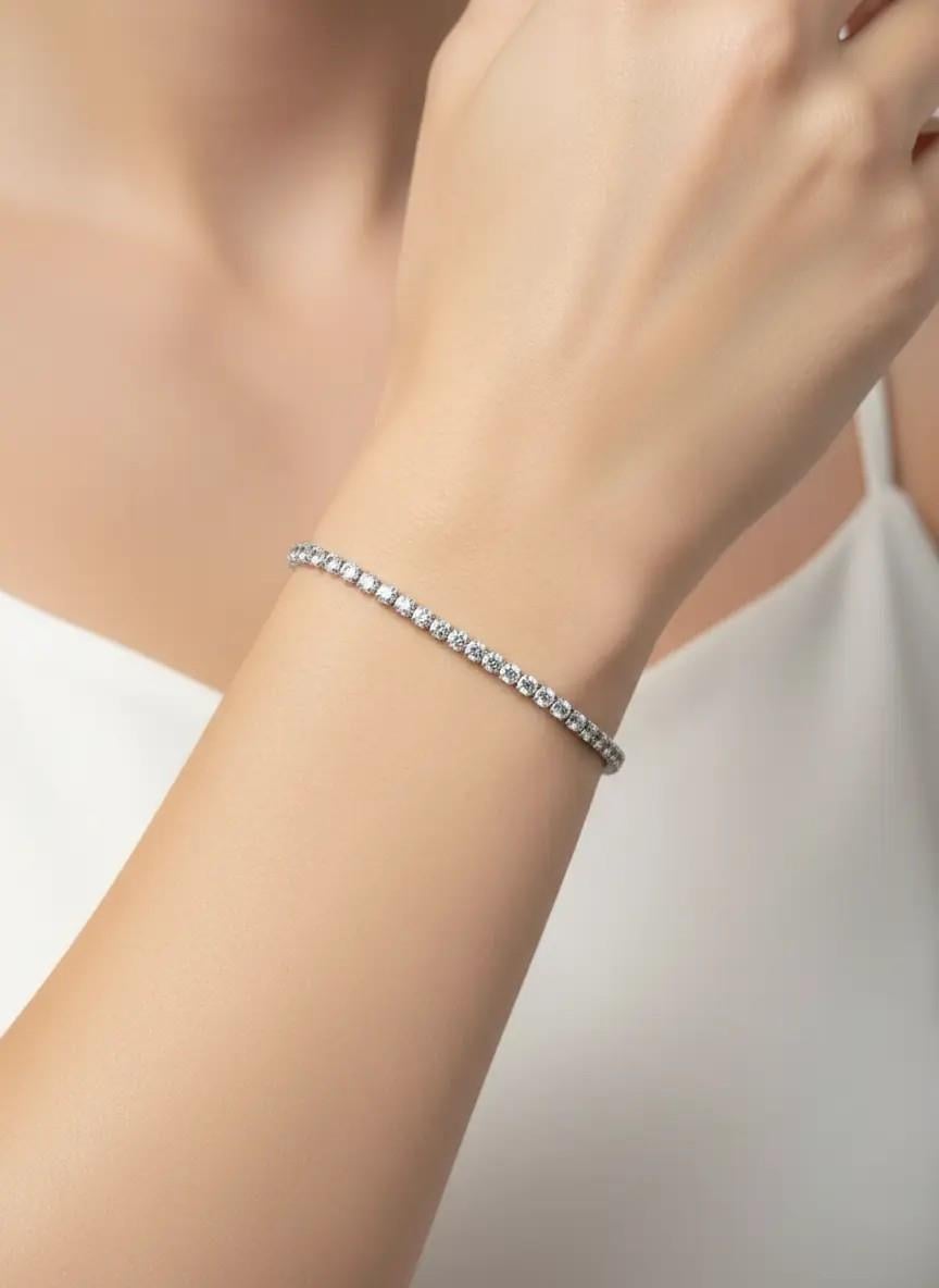 Çelik Silver Mini Yuvarlak Taşlı Su Yolu Bileklik - 26slb17