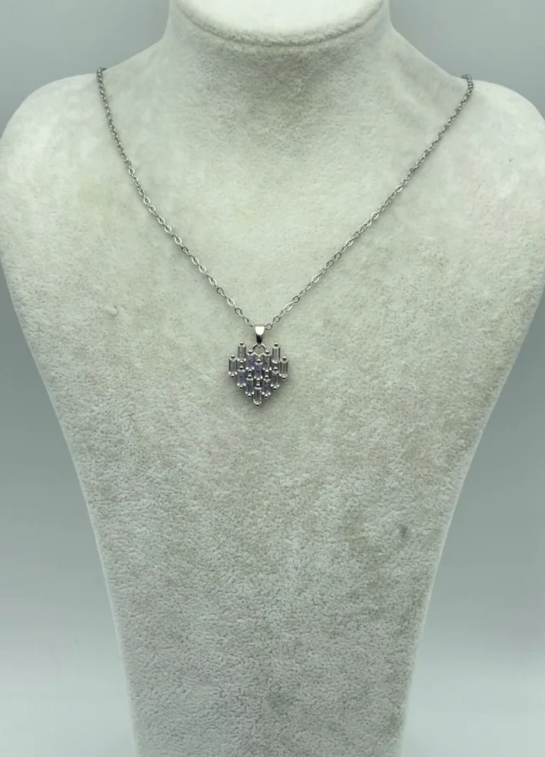 Çelik Silver Taşlı Kalp Kolye - 25-ctr177