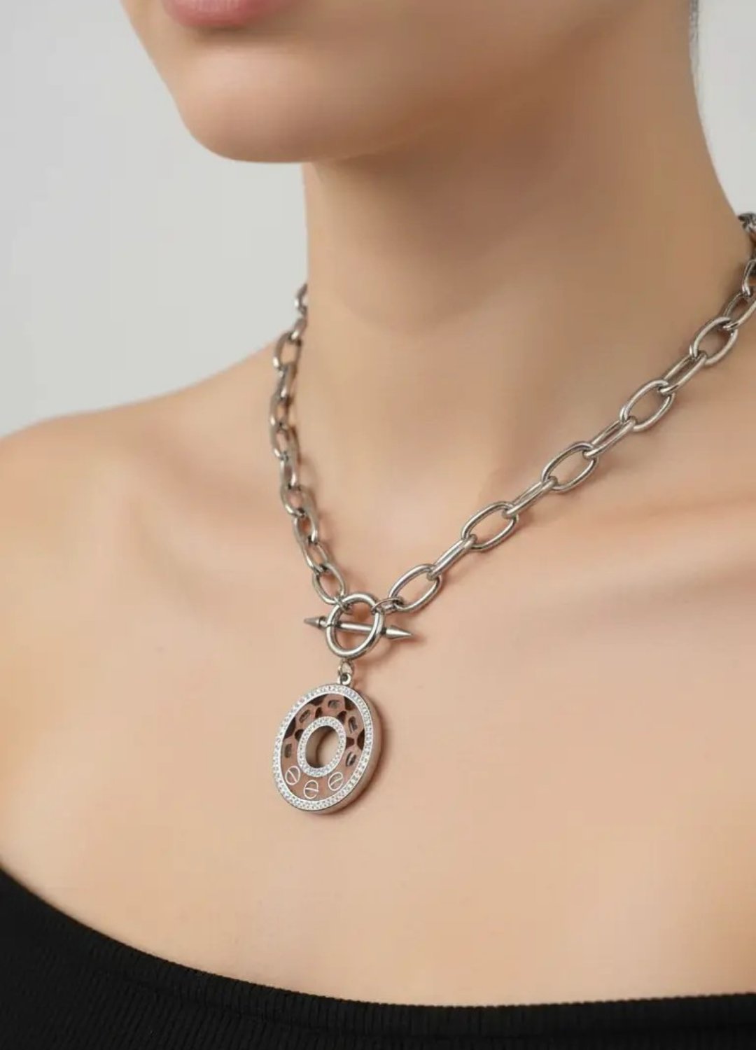 Çelik Silver Zincir Kolye - 25-clkk229
