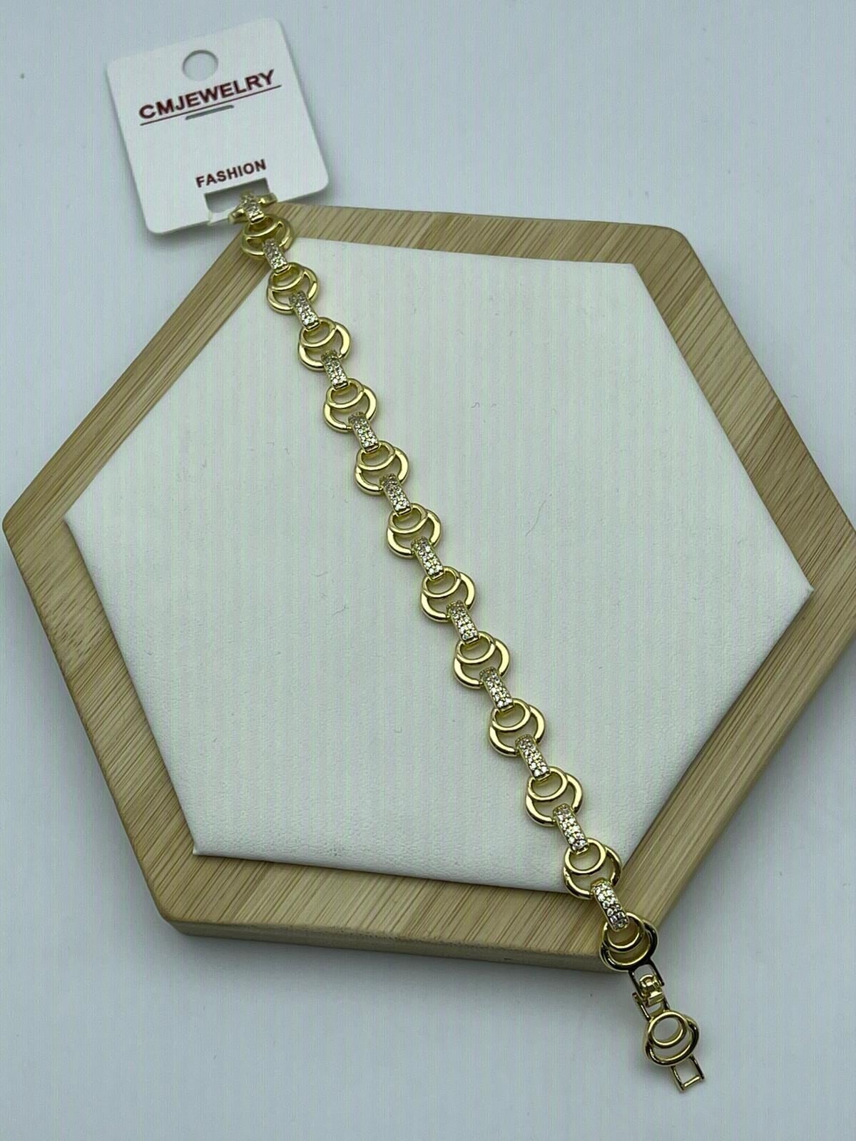CM Taş Detaylı Gold Bileklik - 26cmblk03