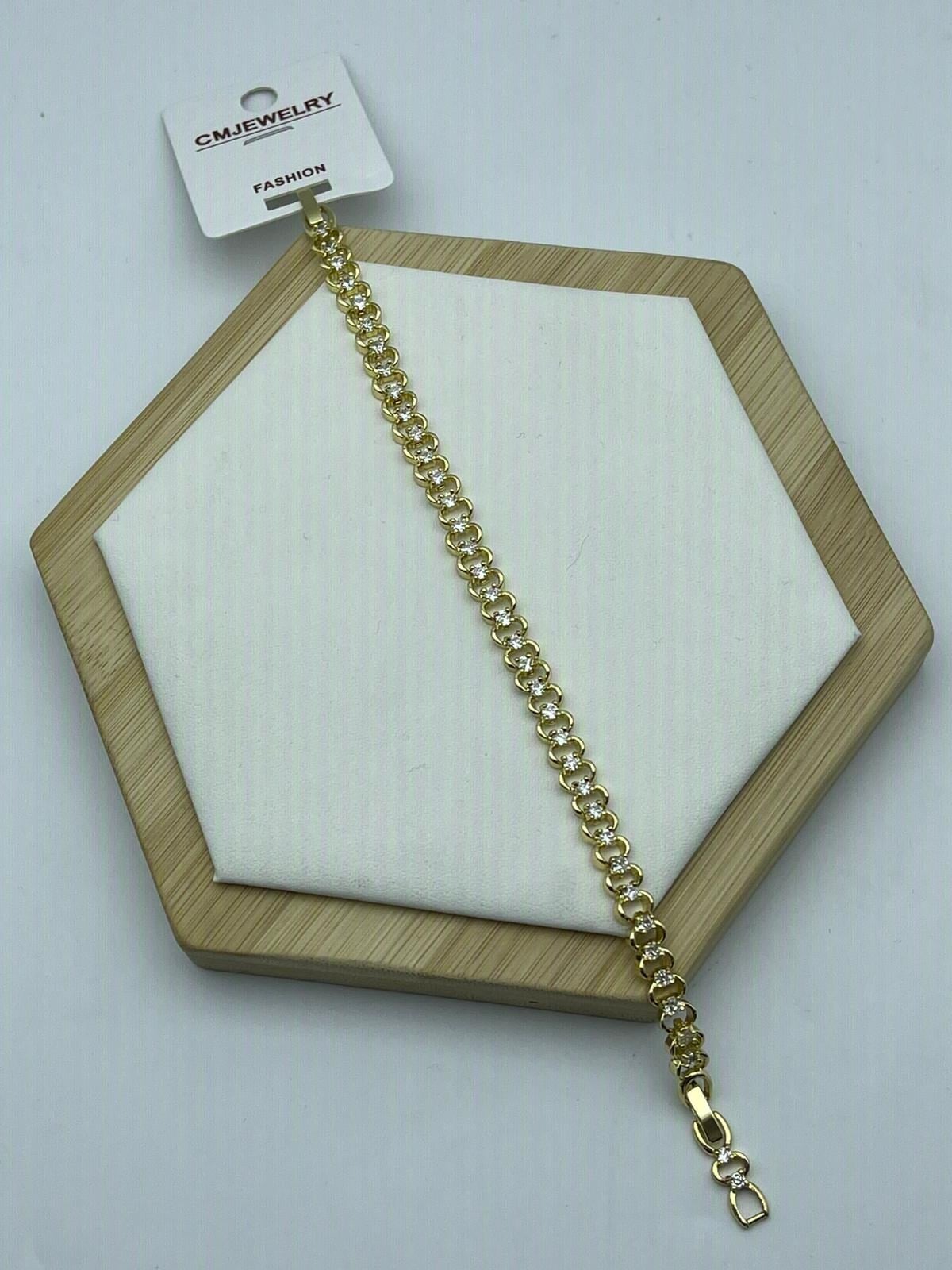CM Taş Detaylı Gold Bileklik - 26cmblk04