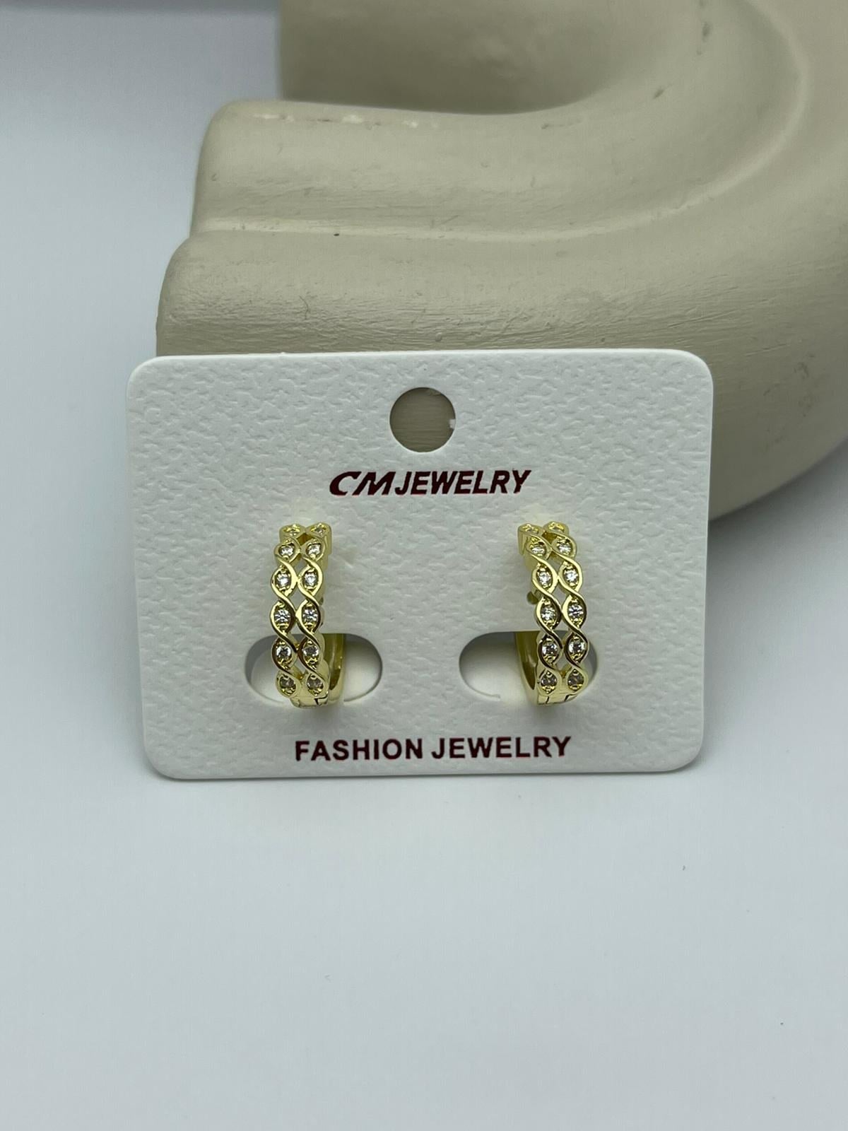 CM Taşlı Sarmaşık Gold Küpe - 26cmkp09