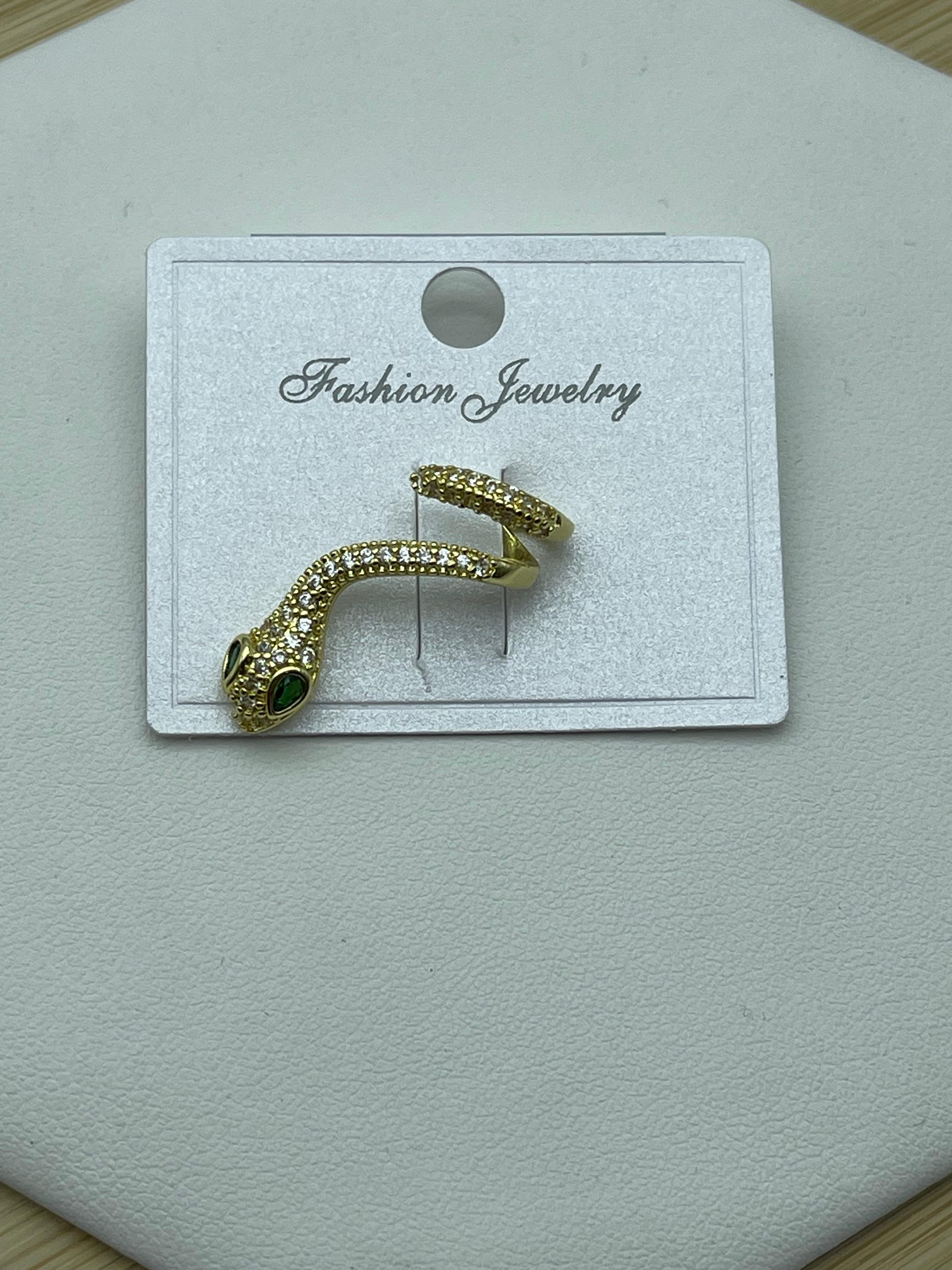 Taşlı Yılan Gold VIP Ear Cuff