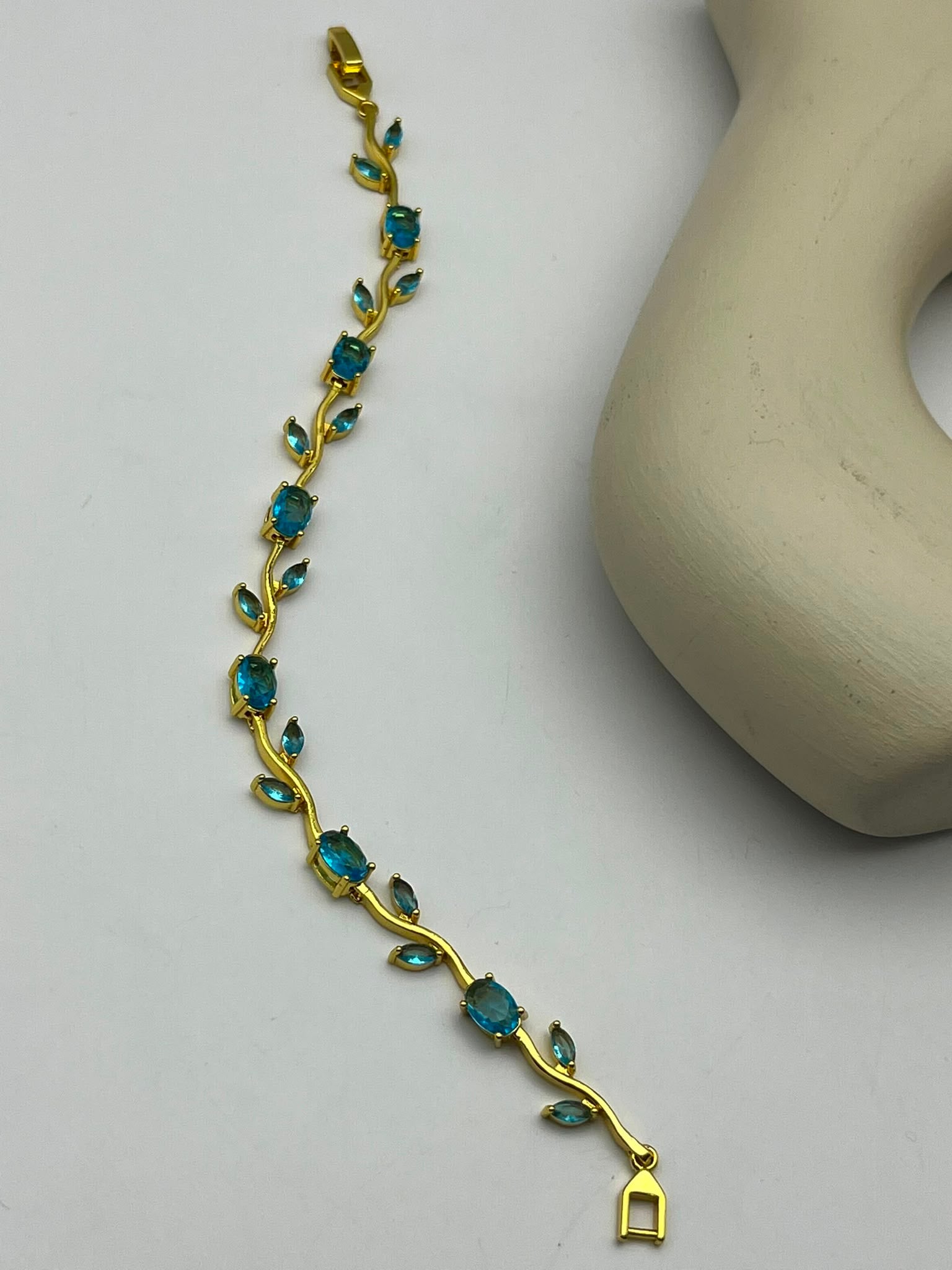 Turkuaz Taşlı Sarmaşık Bileklik - 26blks10