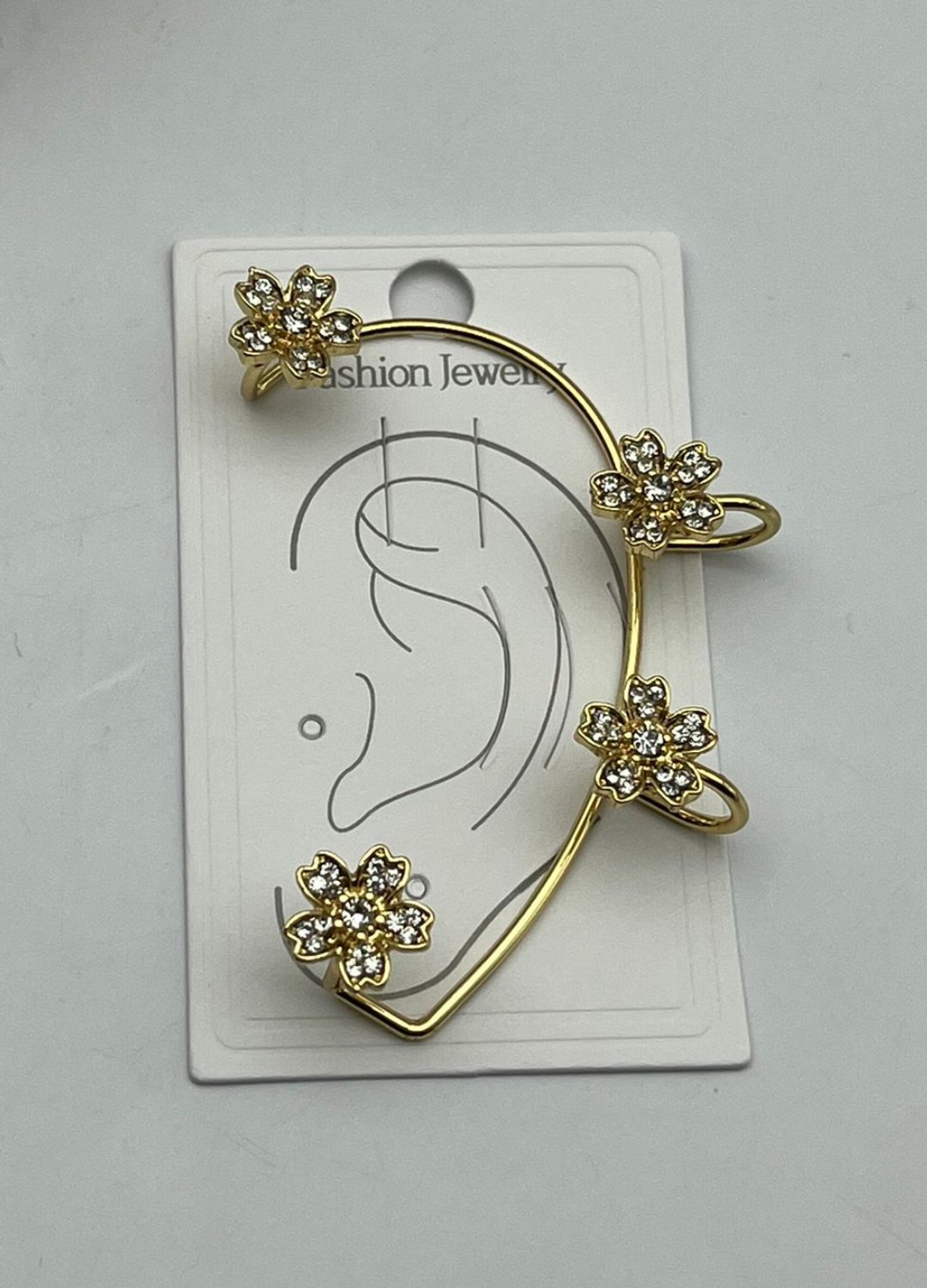 Vip Gold Taşlı Çiçek Earcuff Küpe - 26ear21