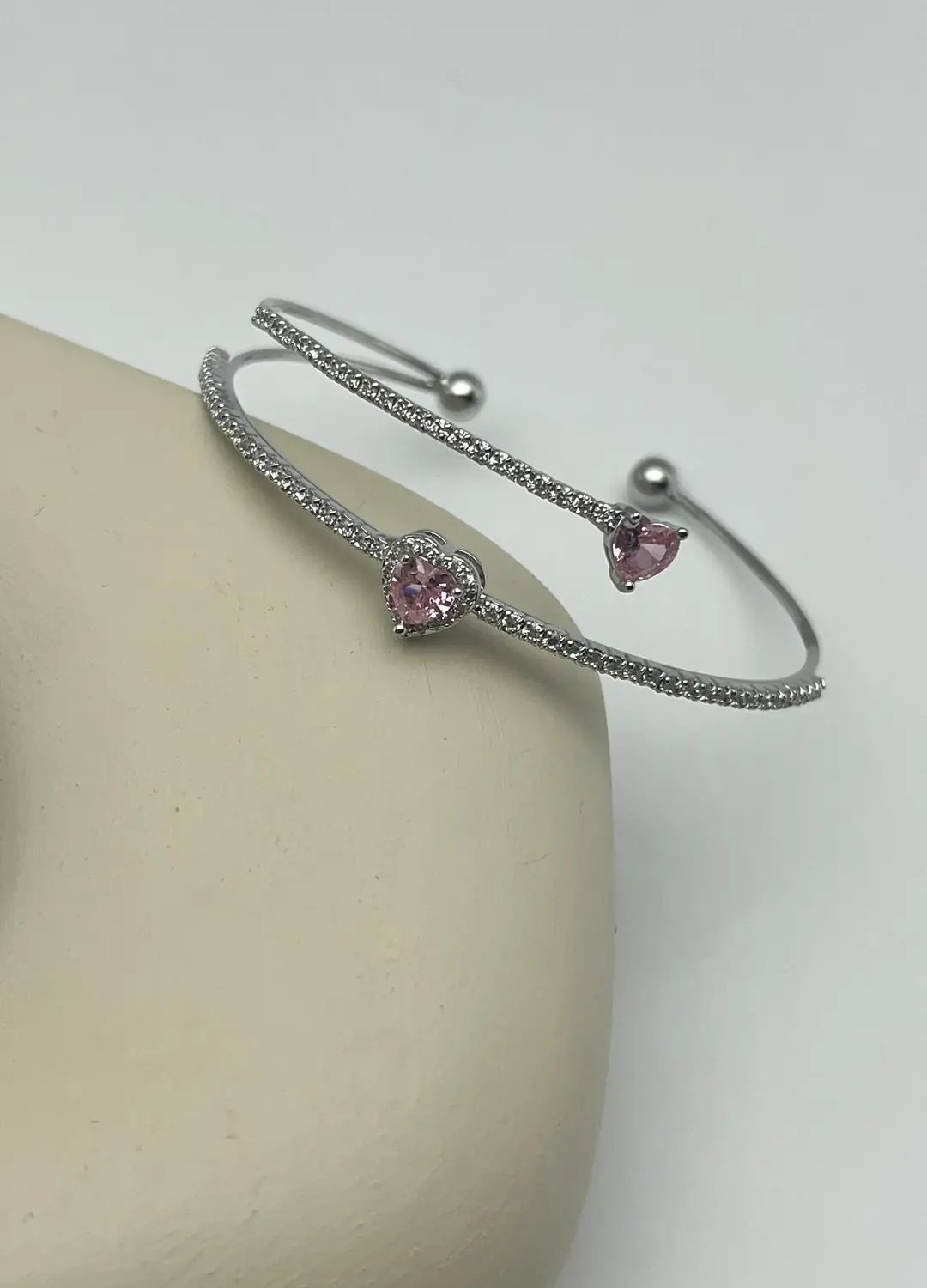 Vip Silver Pembe Kalp Taşlı Kelepçe - 26vipk21