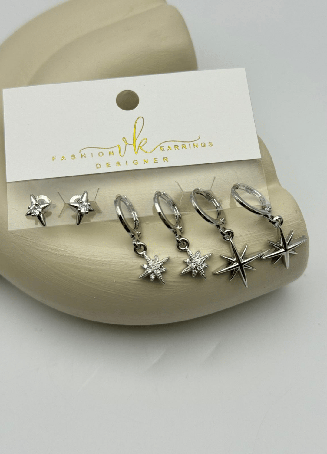 Vip Silver Taşlı Sallantılı 6'lı Küpe - 26vipkp64