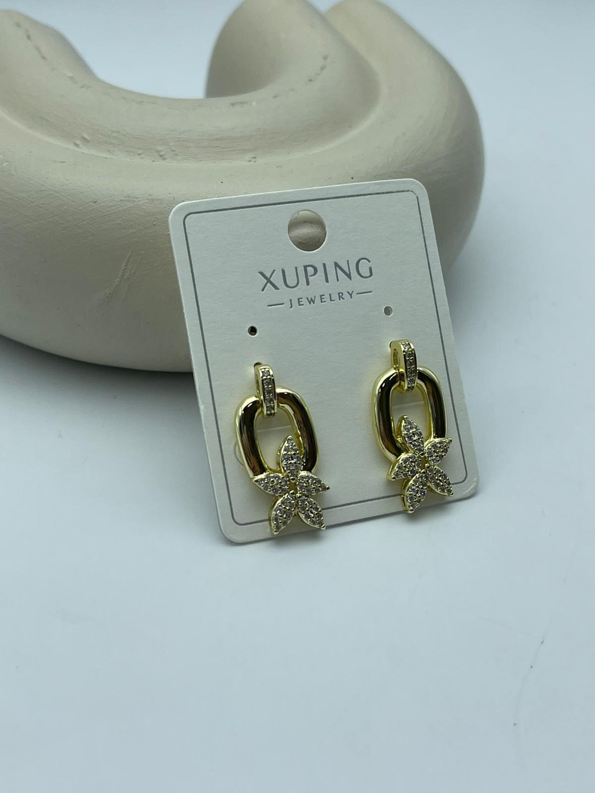 Xuping Çiçekli Taşlı Çelik Gold Küpe - 26xpkp51