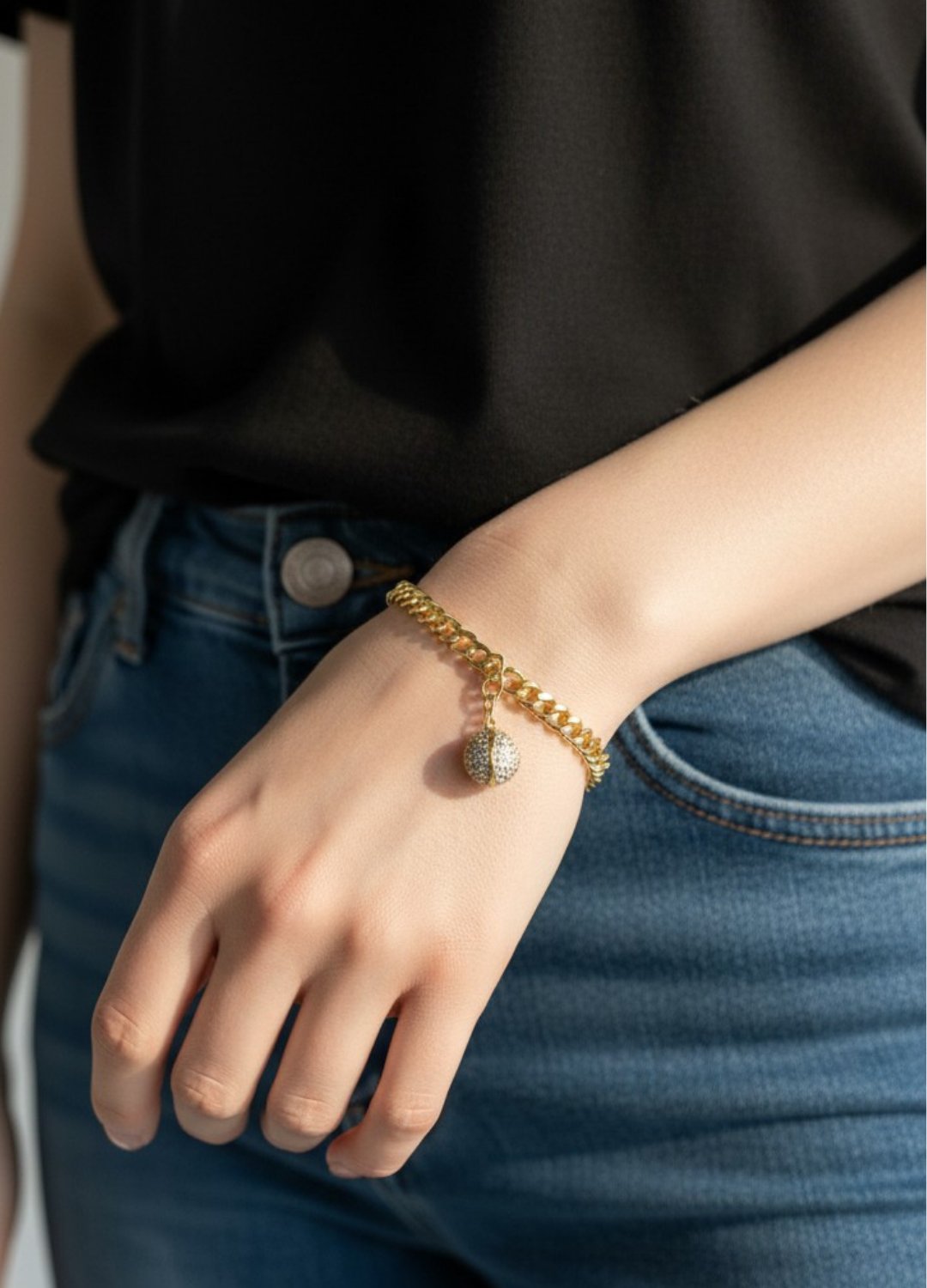 Xuping Gold Zincir Taşlı Top Bileklik - 26xpb46