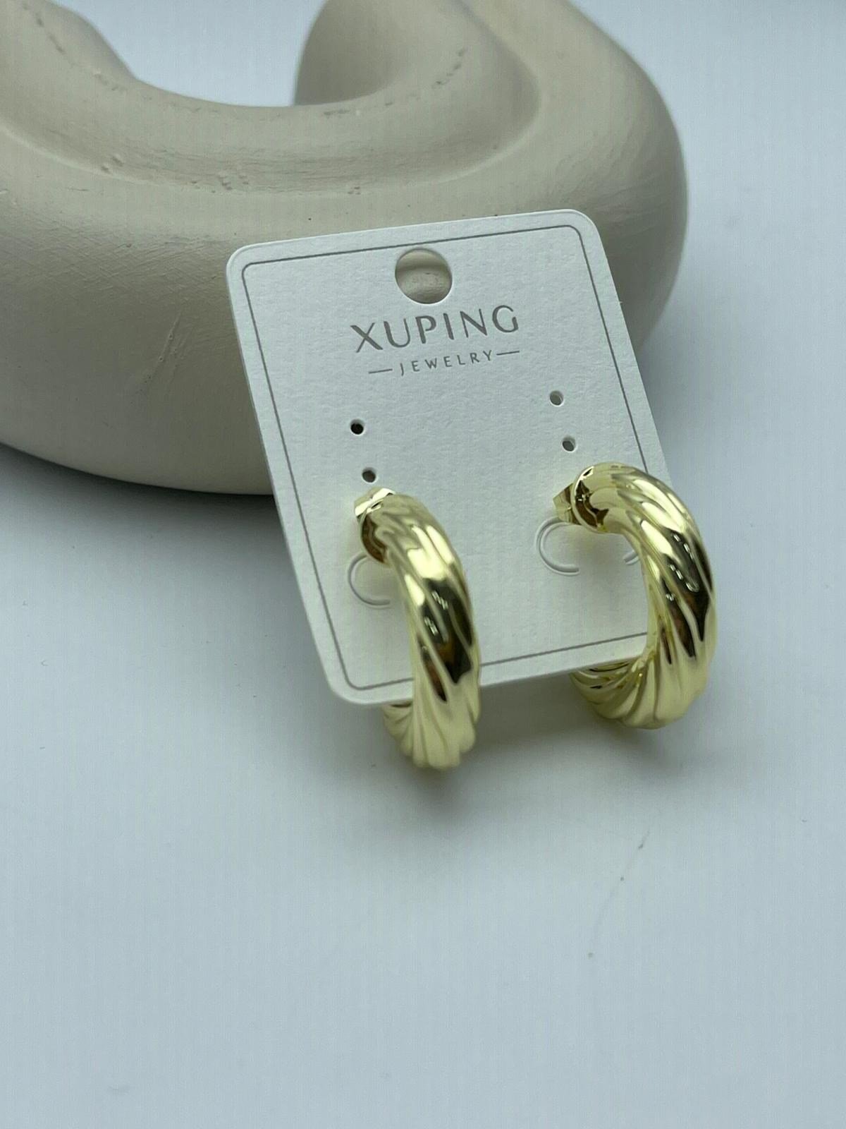Xuping Spiral Çizgili Gold Çelik Kalın Halka Küpe - 26xpkp27