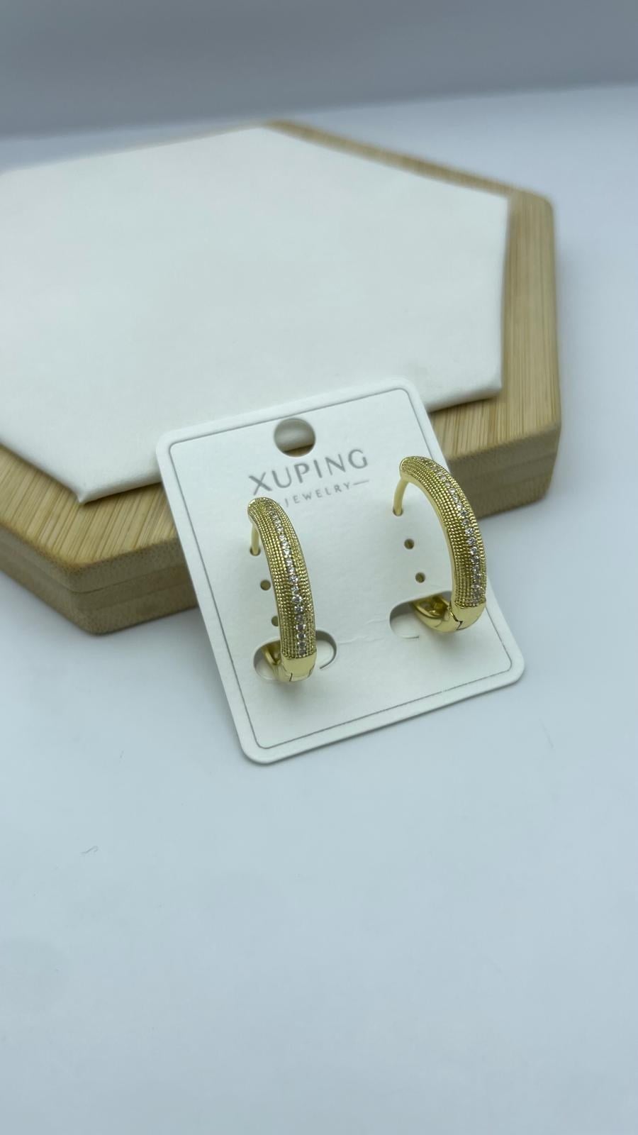 Xuping Taşlı Gold Çelik Halka Küpe - 26xpkp52