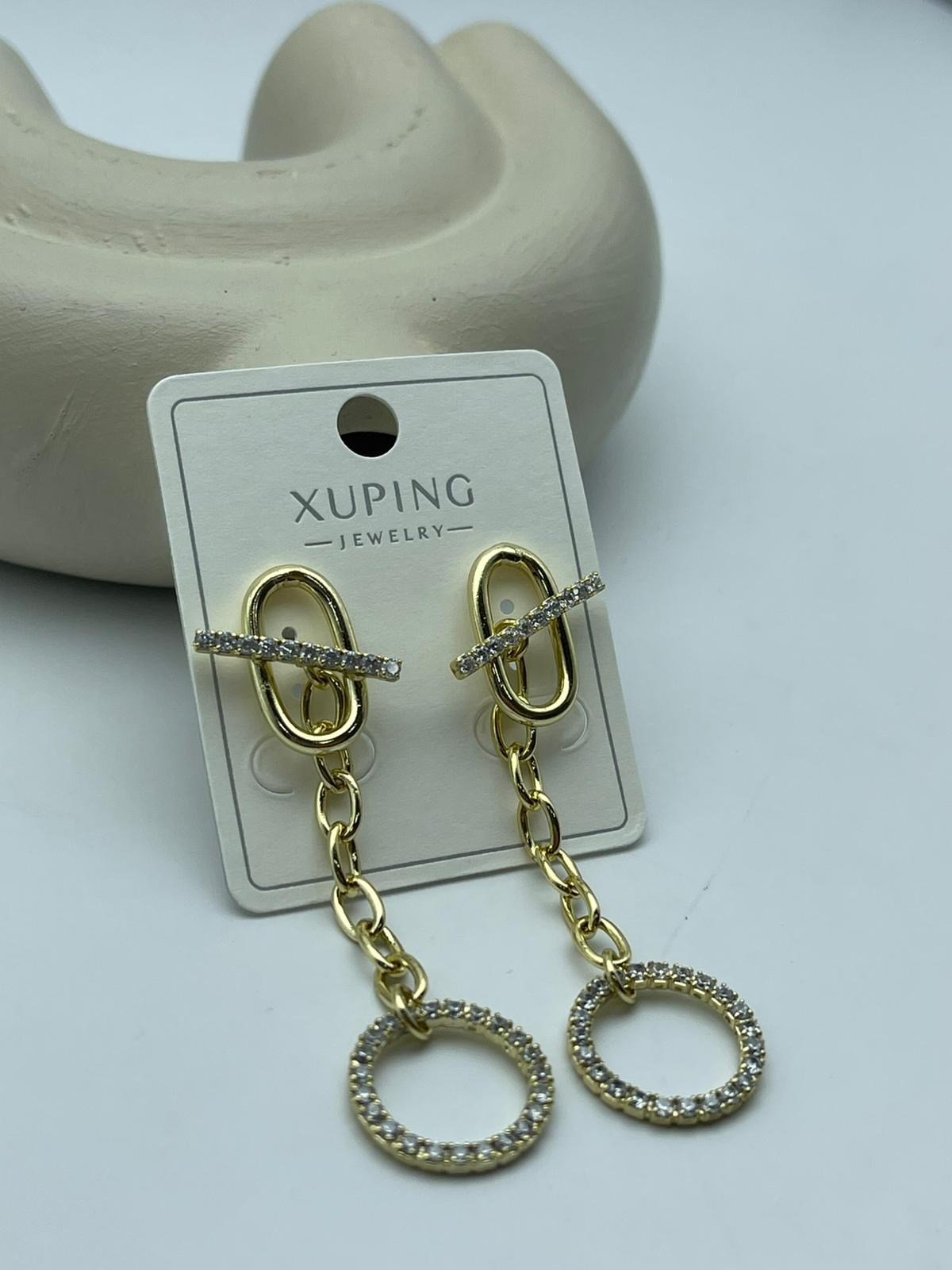 Xuping Taşlı Halkalı Çelik Gold Küpe - 26xpkp59