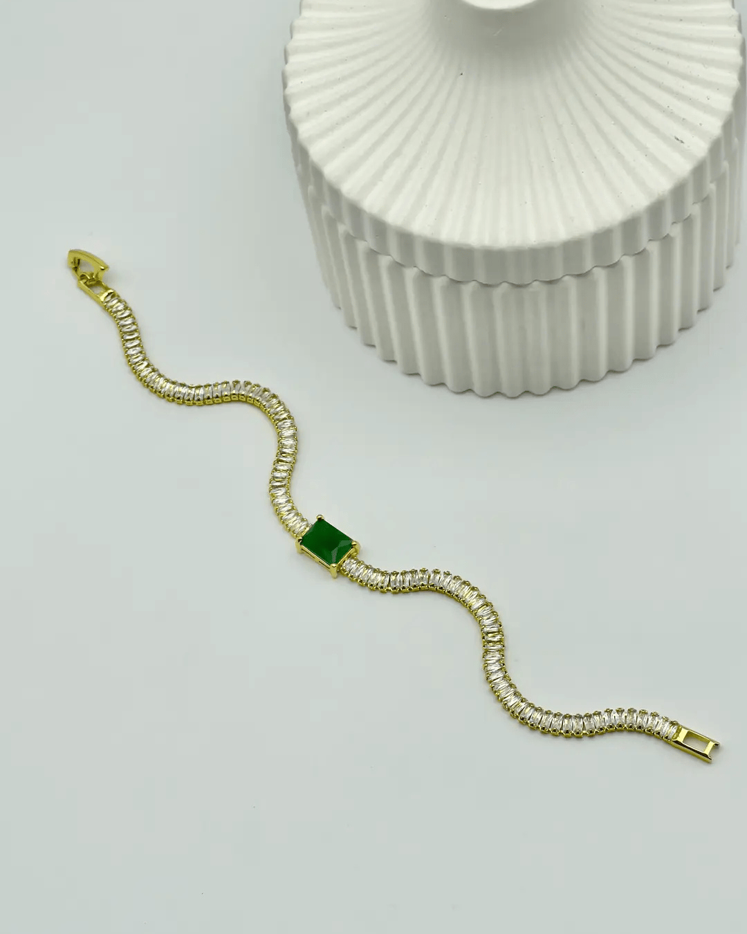 Xuping Ymz Gold Yeşil Taşlı Baget Bileklik - 25-ymzb122