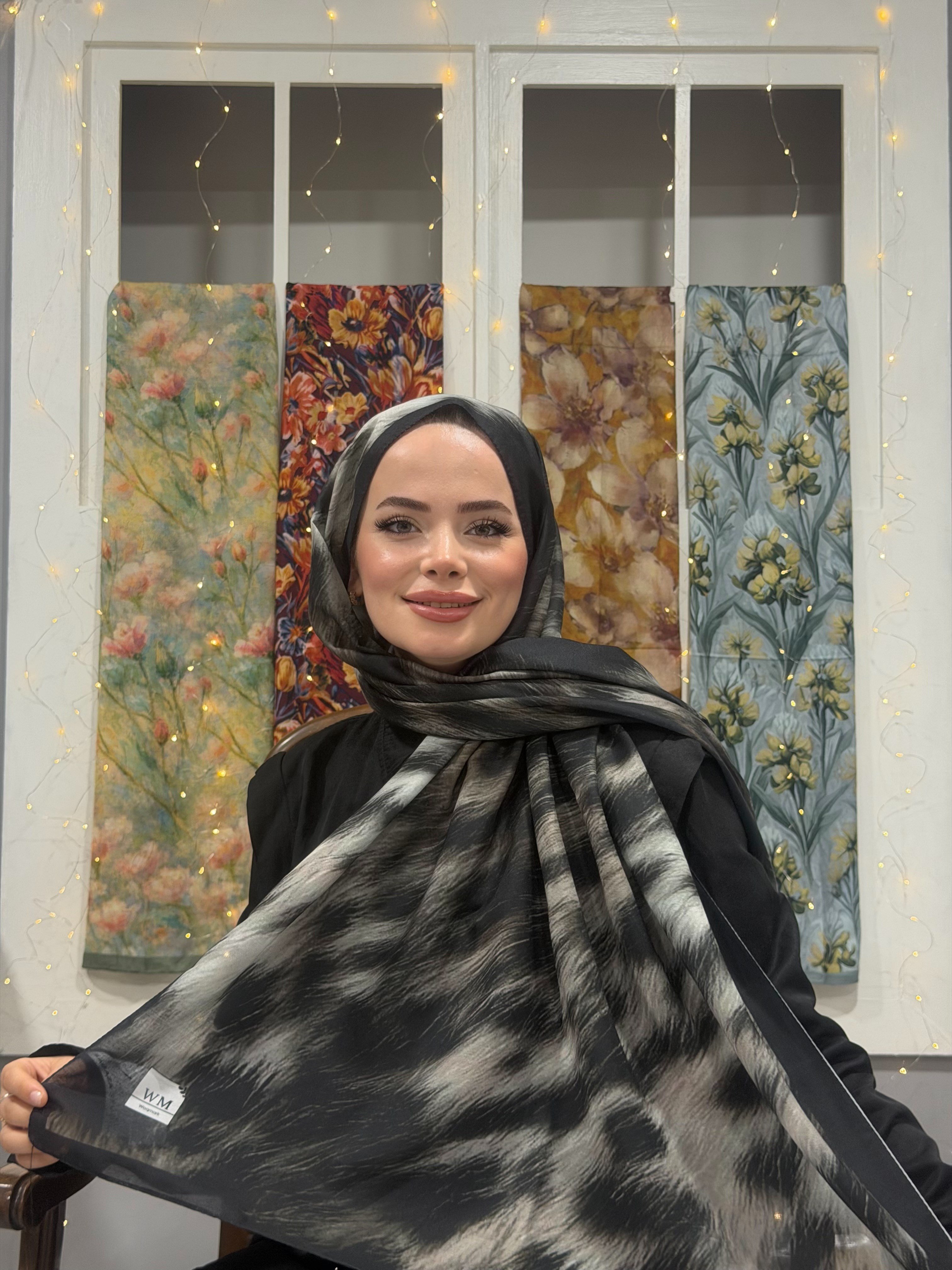 Leora Kraş Şal - Siyah Taş