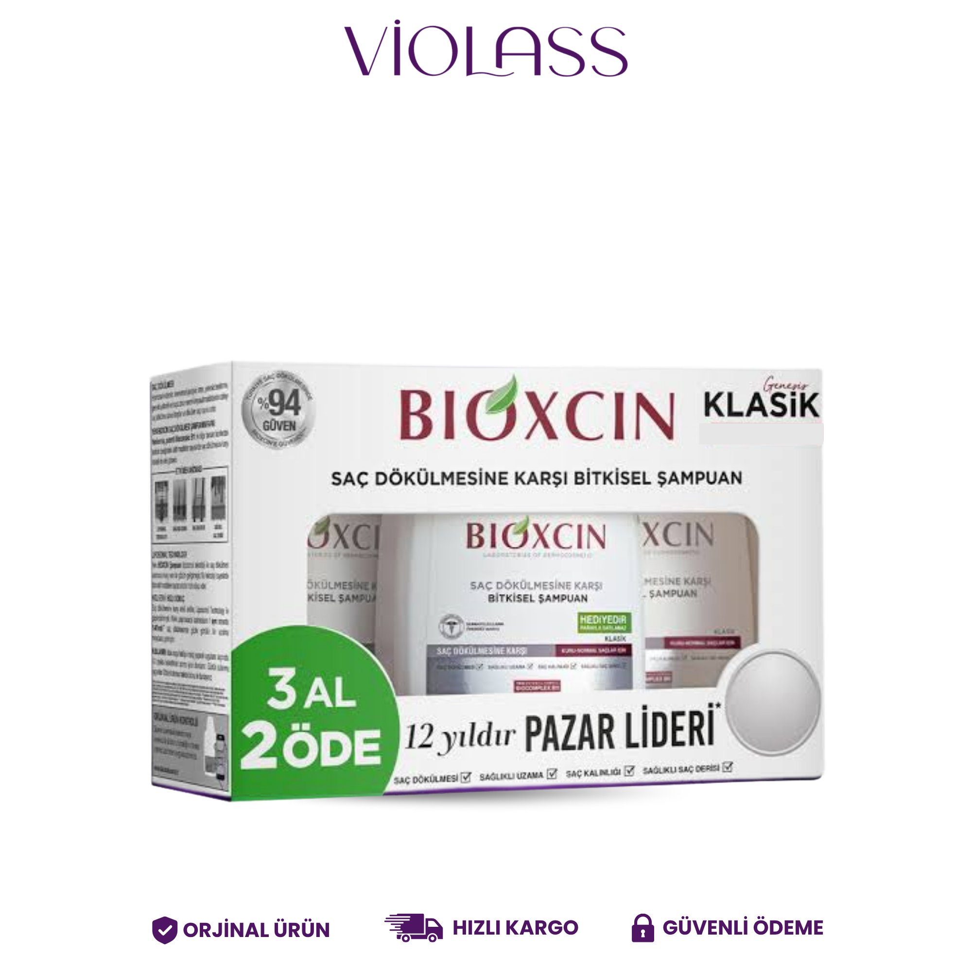 Bioxcin Klasik Şampuan Saç Dökülmesine Karşı 3 x 300 ml