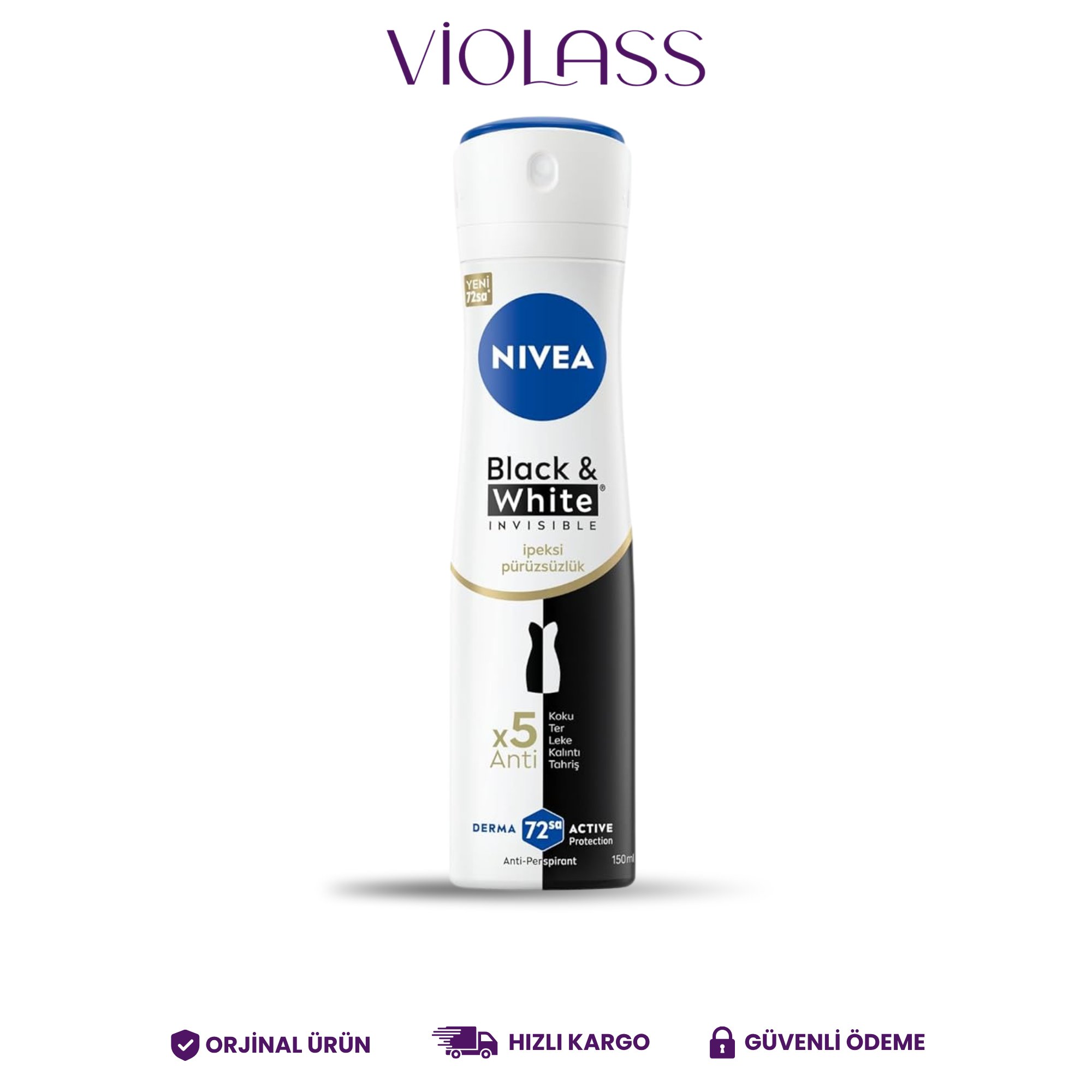 Nivea Black and White Invisible Kadın İpeksi Pürüzsüzlük Deodorant 150 ml