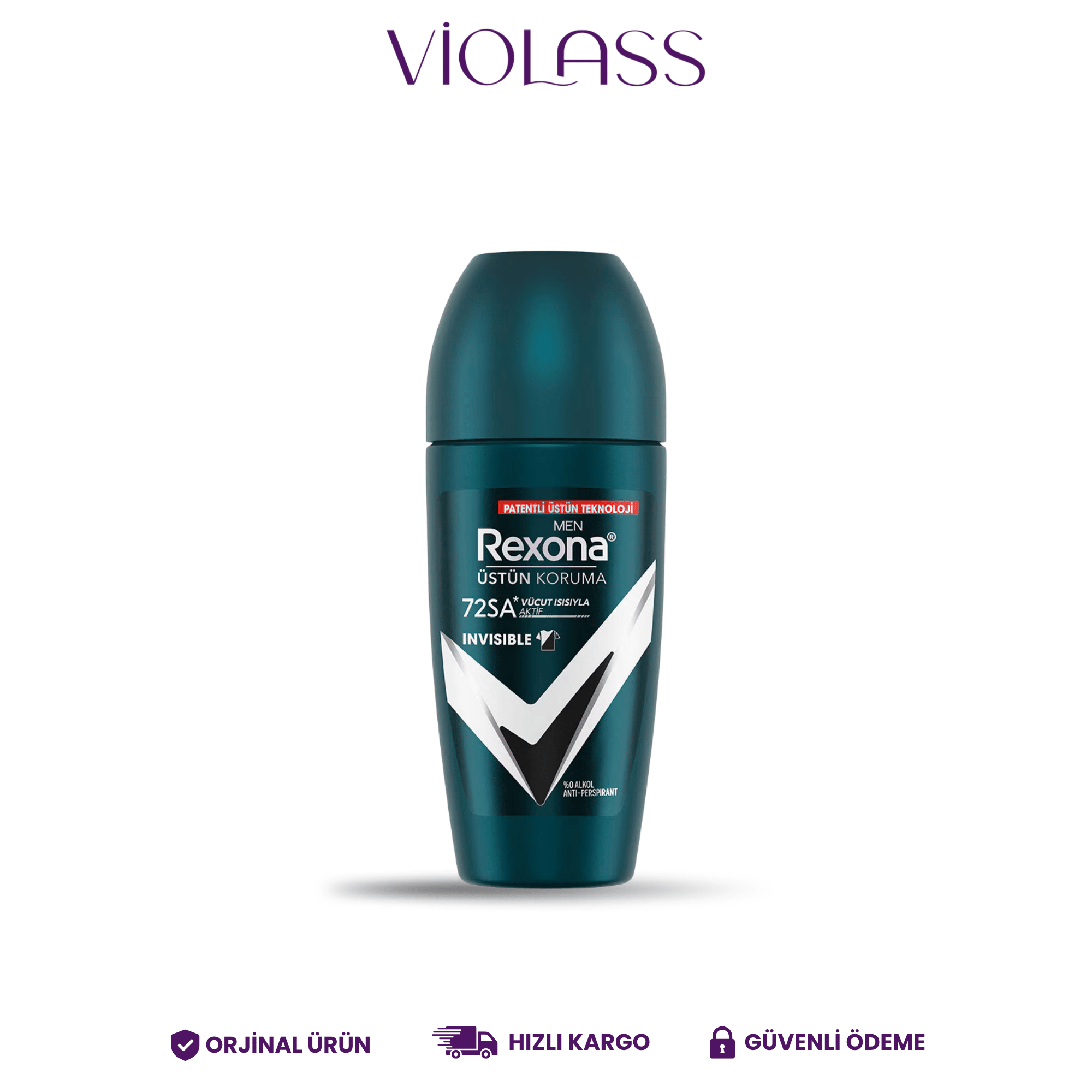 Rexona Üstün Koruma Erkek Roll-On Deodorant Invisible 72 Saat Kesintisiz Koruma 50 ml