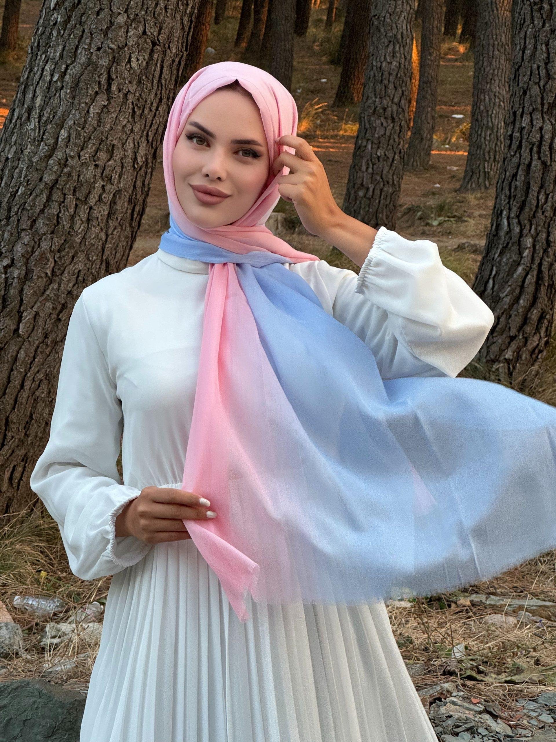 Dubai Degrade Şal - Bebe Mavi Pembe