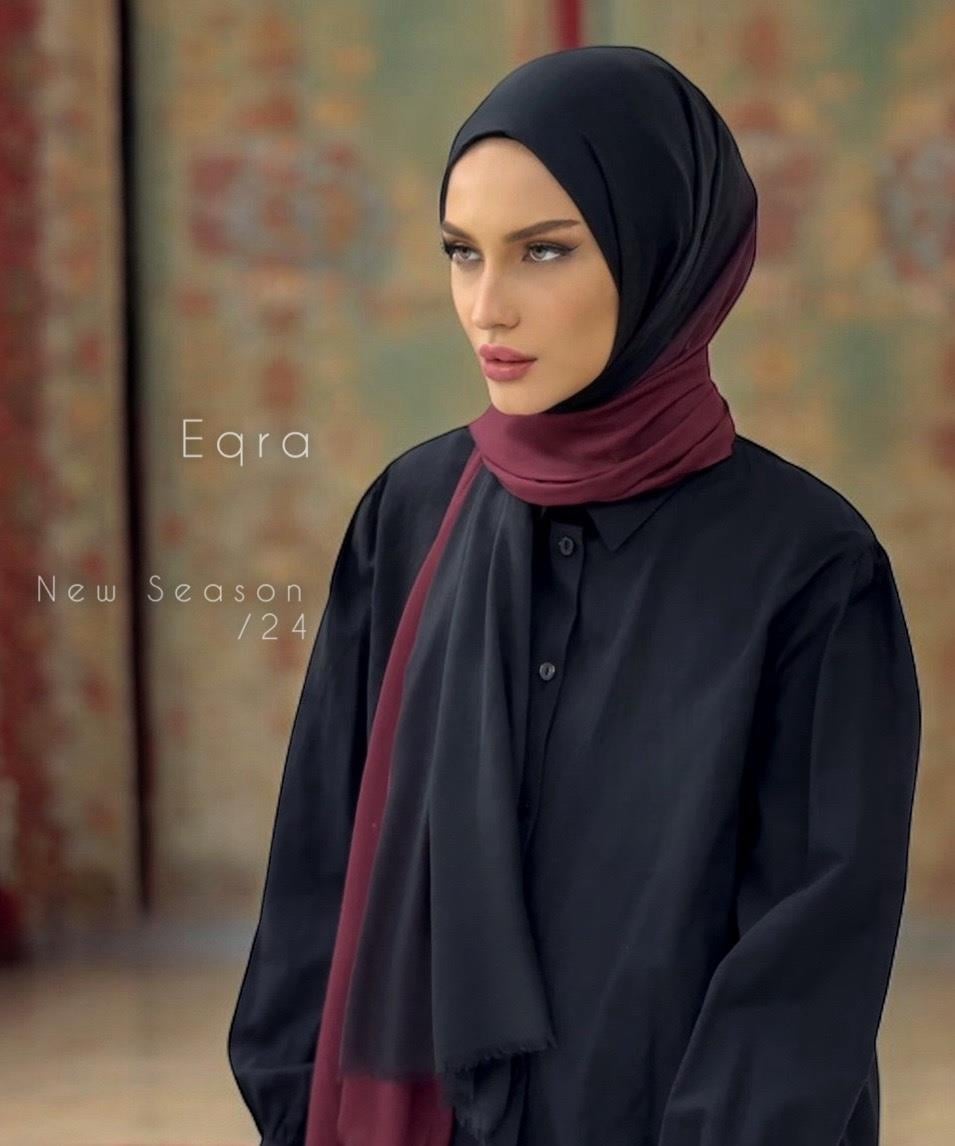 Dubai Degrade Şal - Bordo Siyah
