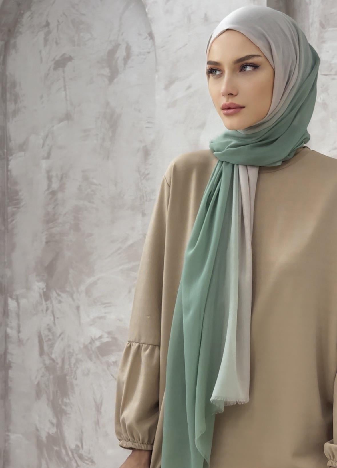 Dubai Degrade Şal - Çağla Bej