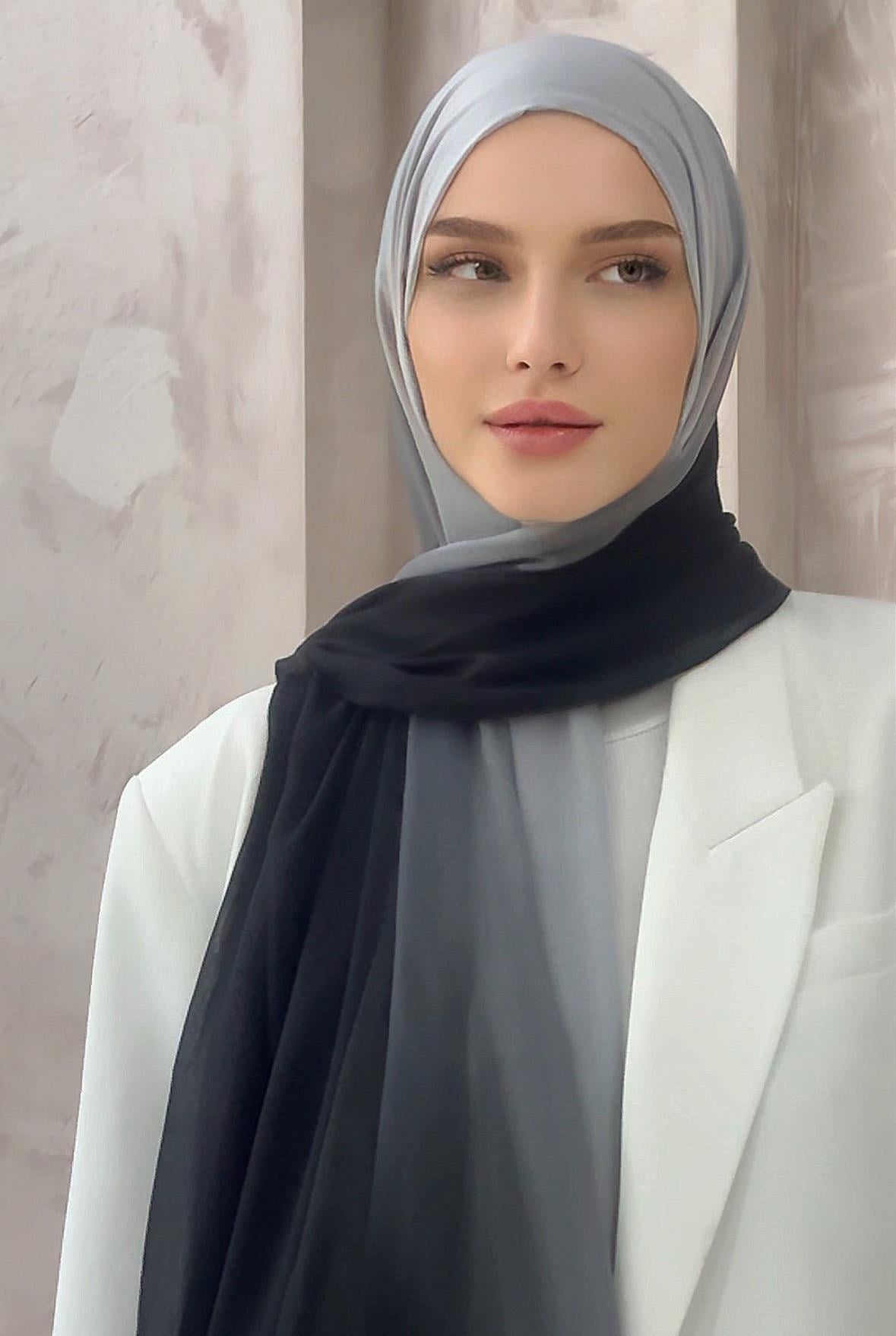 Dubai Degrade Şal - Siyah Gri