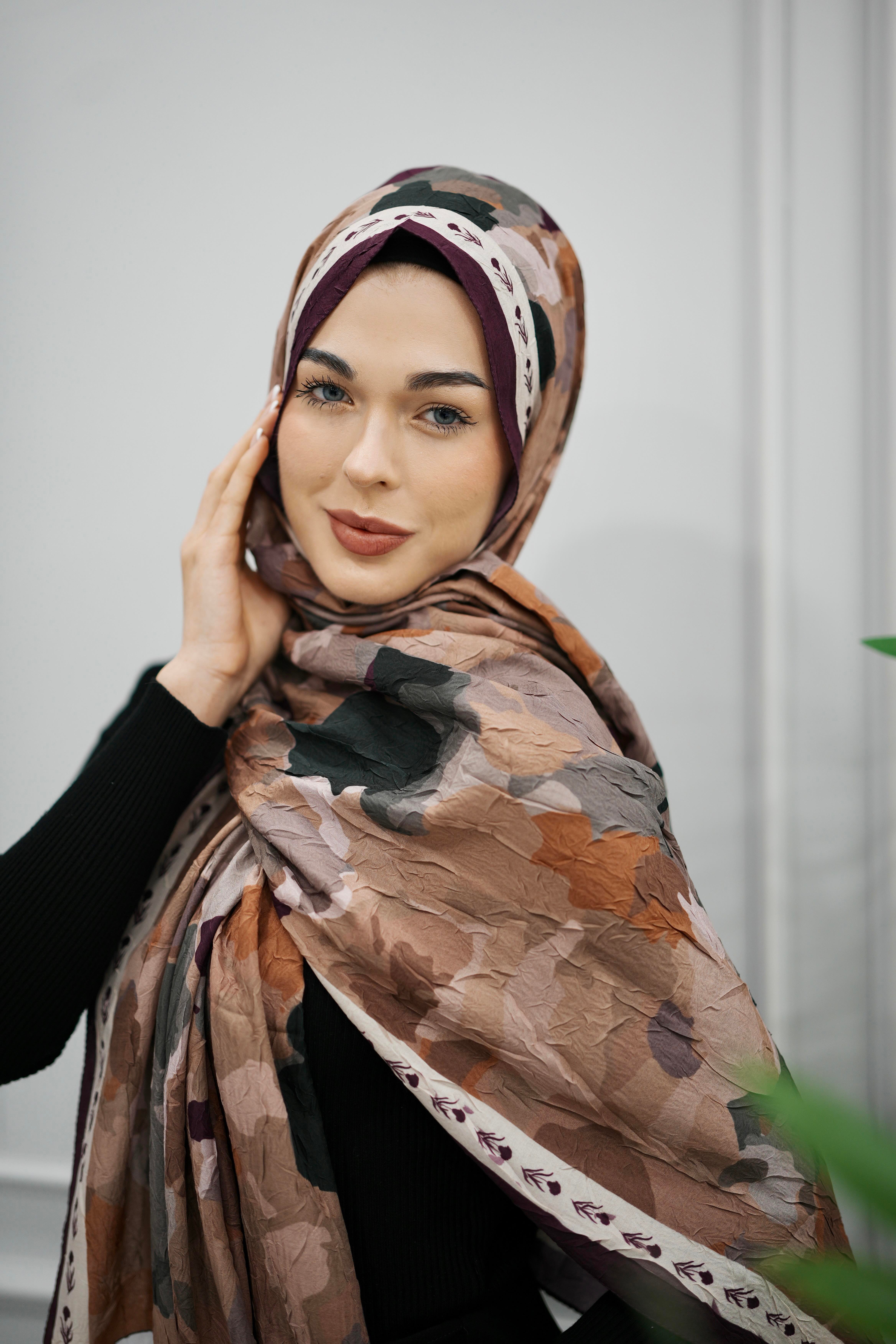 Elina Crush Şal - Mercan Kahve