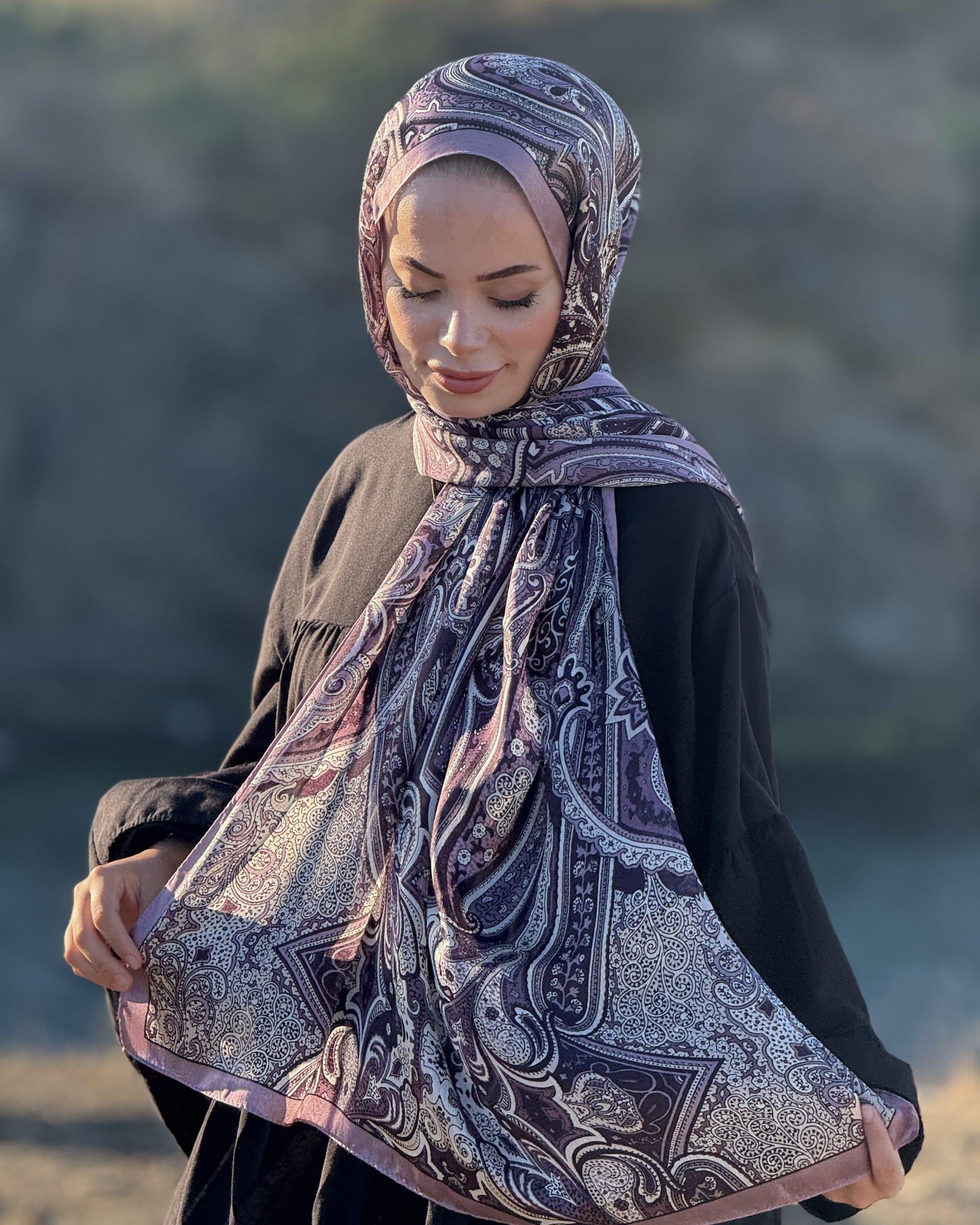 İdol İpek Baskılı Şal- Lila&Mürdüm